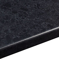 B&Q 38mm Midnight Satin Black Granite effect Laminate Round edge Kitchen Worktop, (L)2000mm