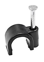 B&Q Black Round 9mm Cable clip Pack of 100