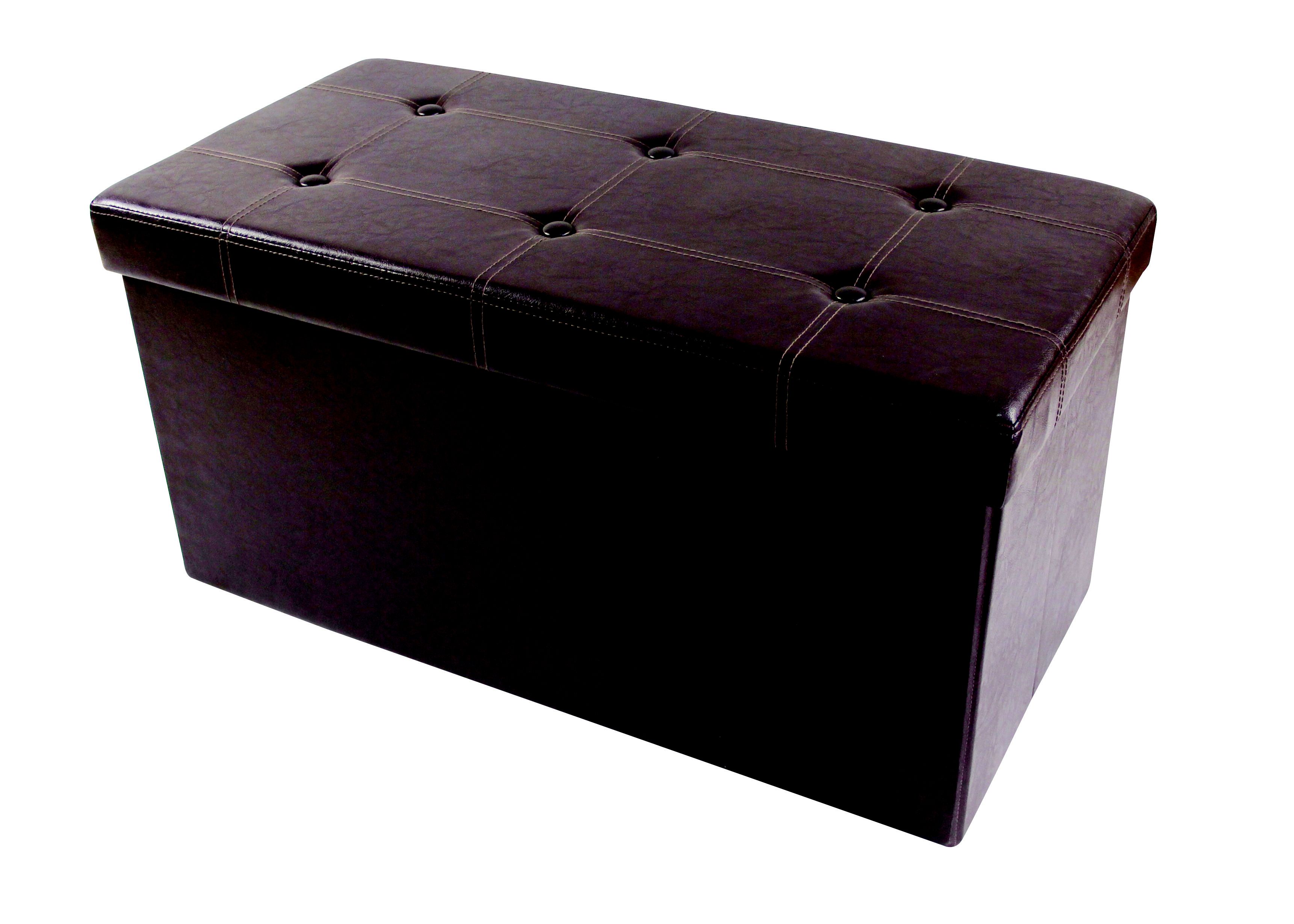 B Q Brown leather effect Ottoman H 400mm W 800mm D 400mm Tradepoint