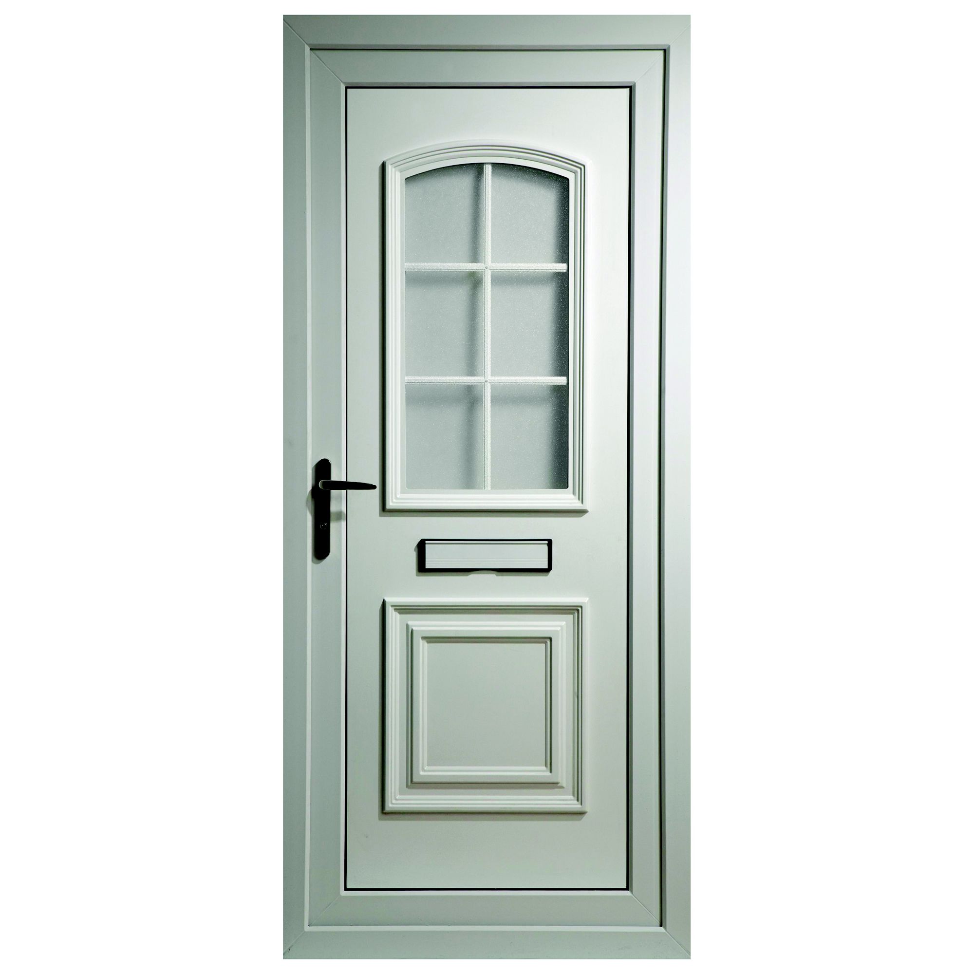 B&Q Georgian 2 Panel Glazed White UPVC LH External Front Door Set, (H ...