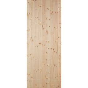 B&Q Ledged & braced Redwood veneer LH & RH External Back door, (H)2032mm (W)813mm