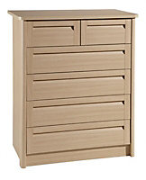 B&Q Oak effect 2 over 4 drawer chest (H)1085mm (W)868mm (D)488mm