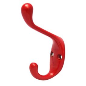 B&Q Red Zinc alloy Double Hook (H)90mm (W)23.5mm (Max)7.5kg