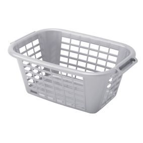B&Q Silver 40L Laundry basket (H)25.6cm (W)43.8cm (D)66cm