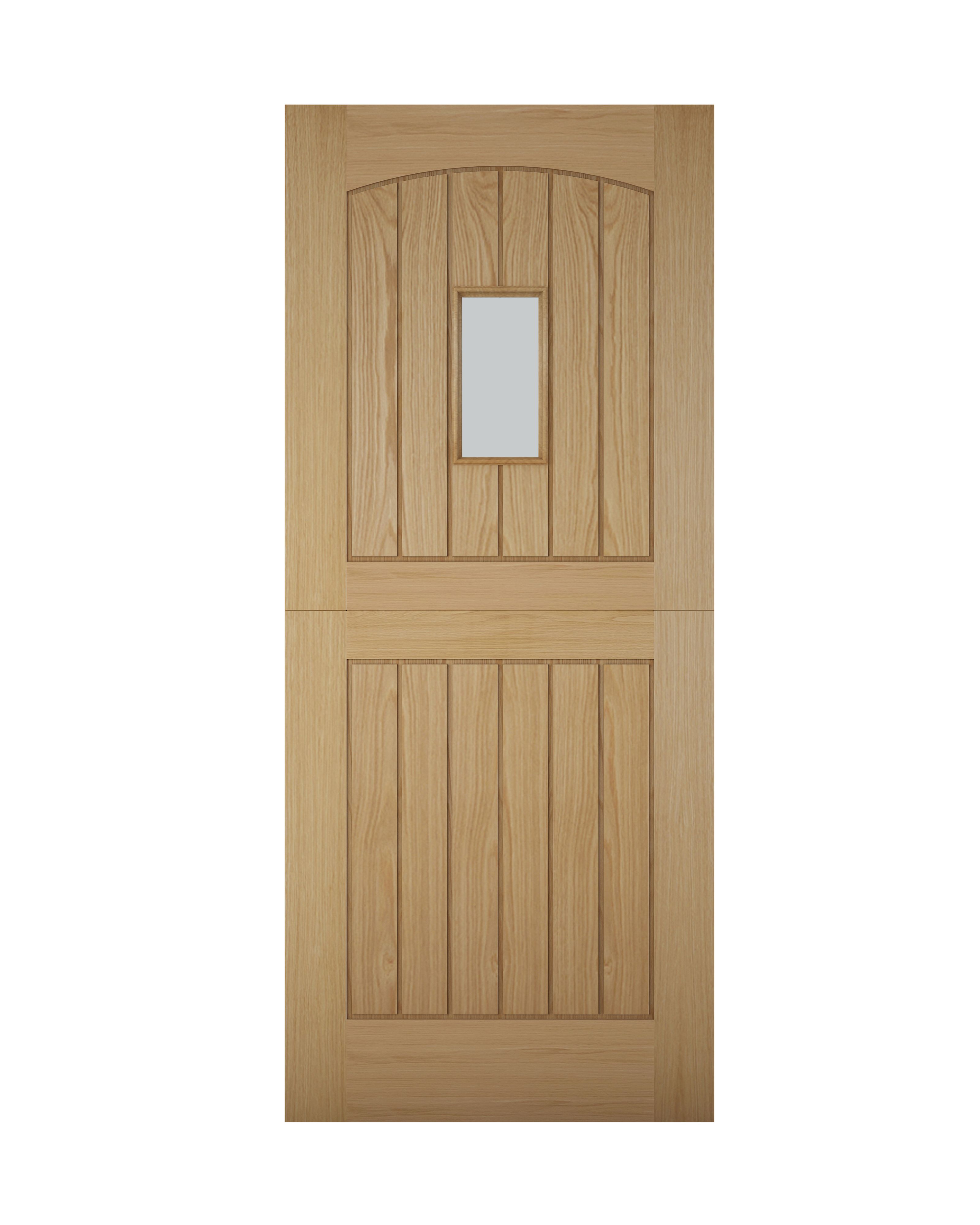 B Q Stable Frosted Glazed Cottage White Oak Veneer Lh Rh External Front Door H 1981mm W 762mm Tradepoint