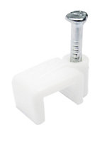 B&Q White Round 0.75mm Cable clips, Pack of 20