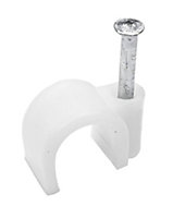 B&Q White Round 6mm Cable clip Pack of 20