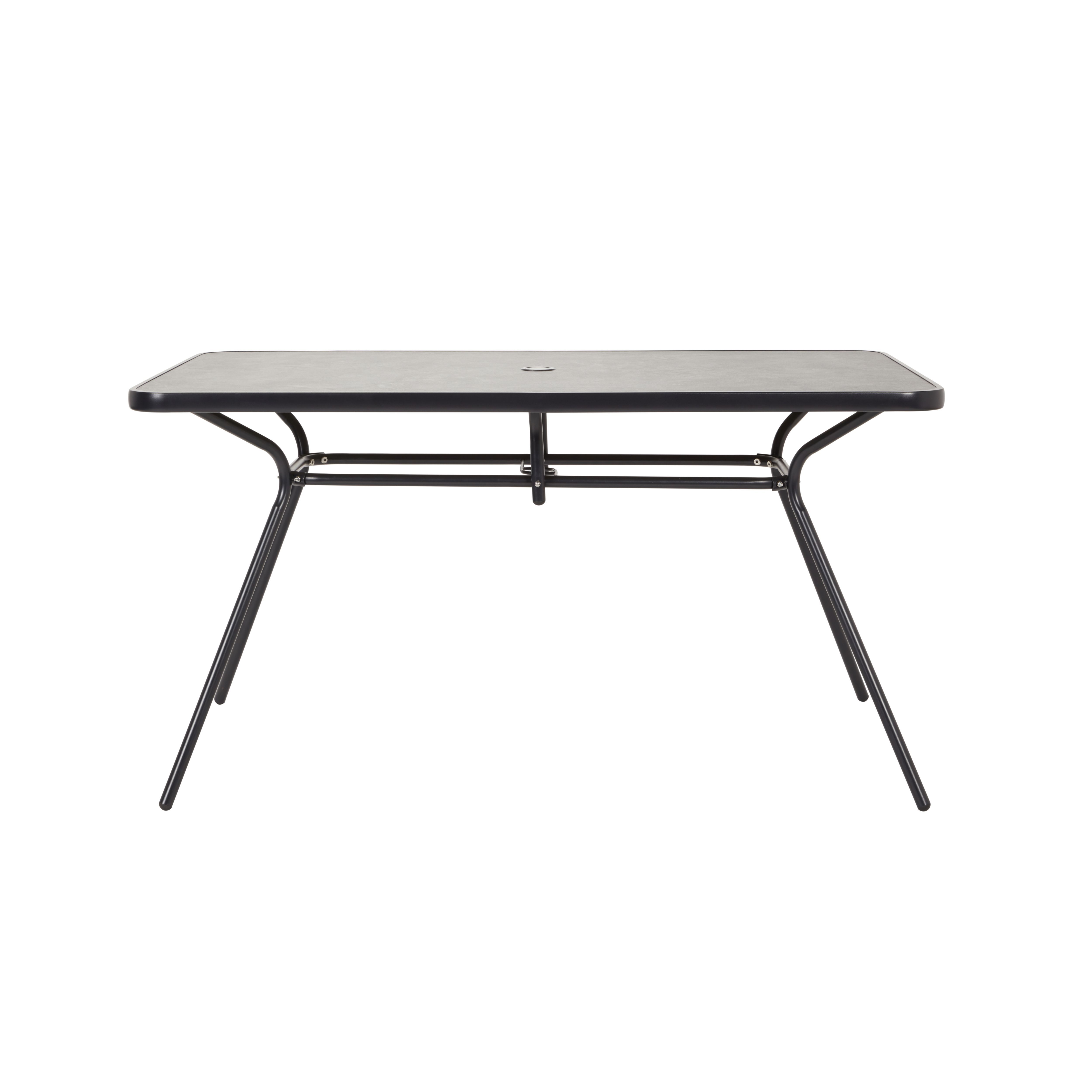 Bahama Black Metal 6 seater Dining set with Black Parasol