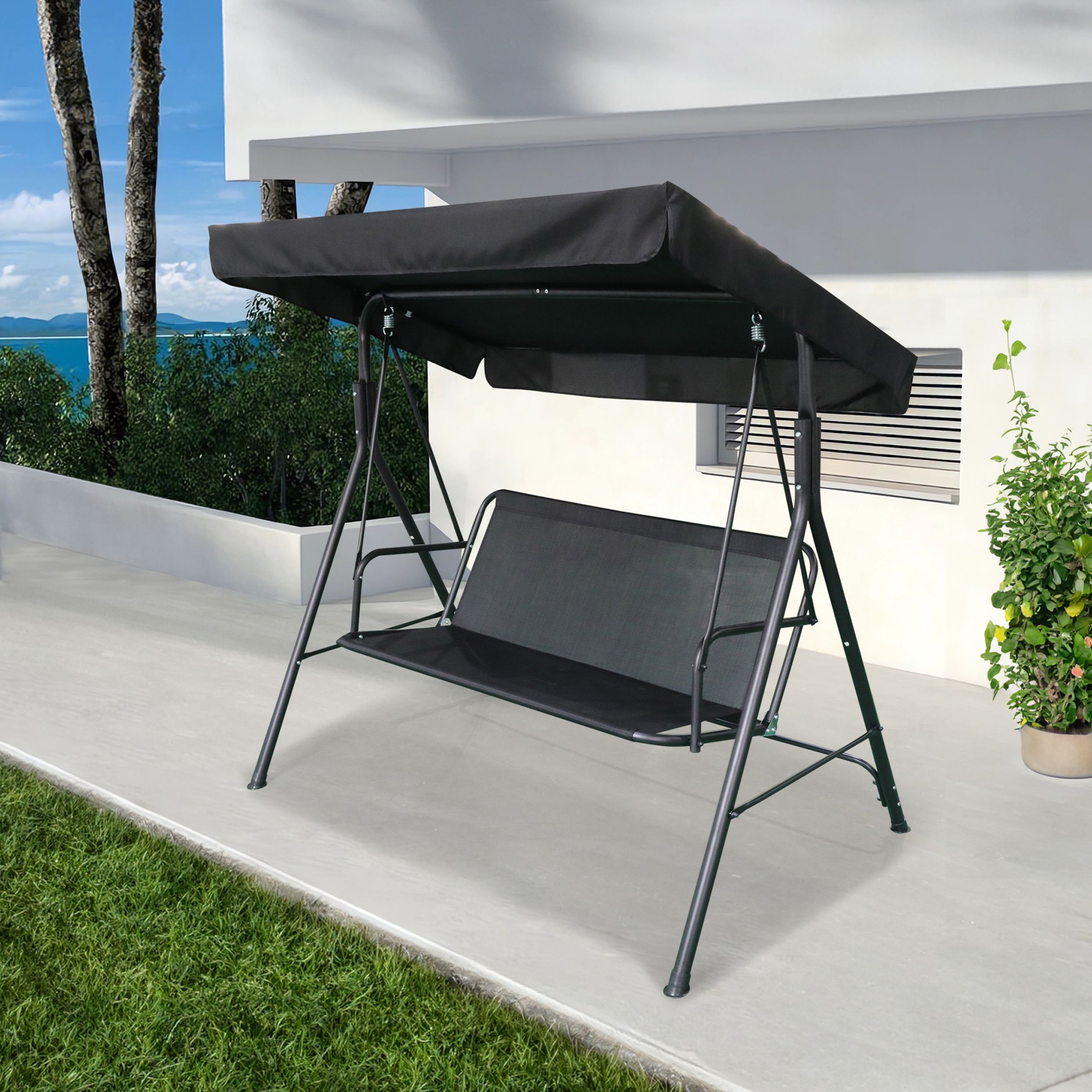 Bahama Black Polyester, steel & textilene® Swing chair