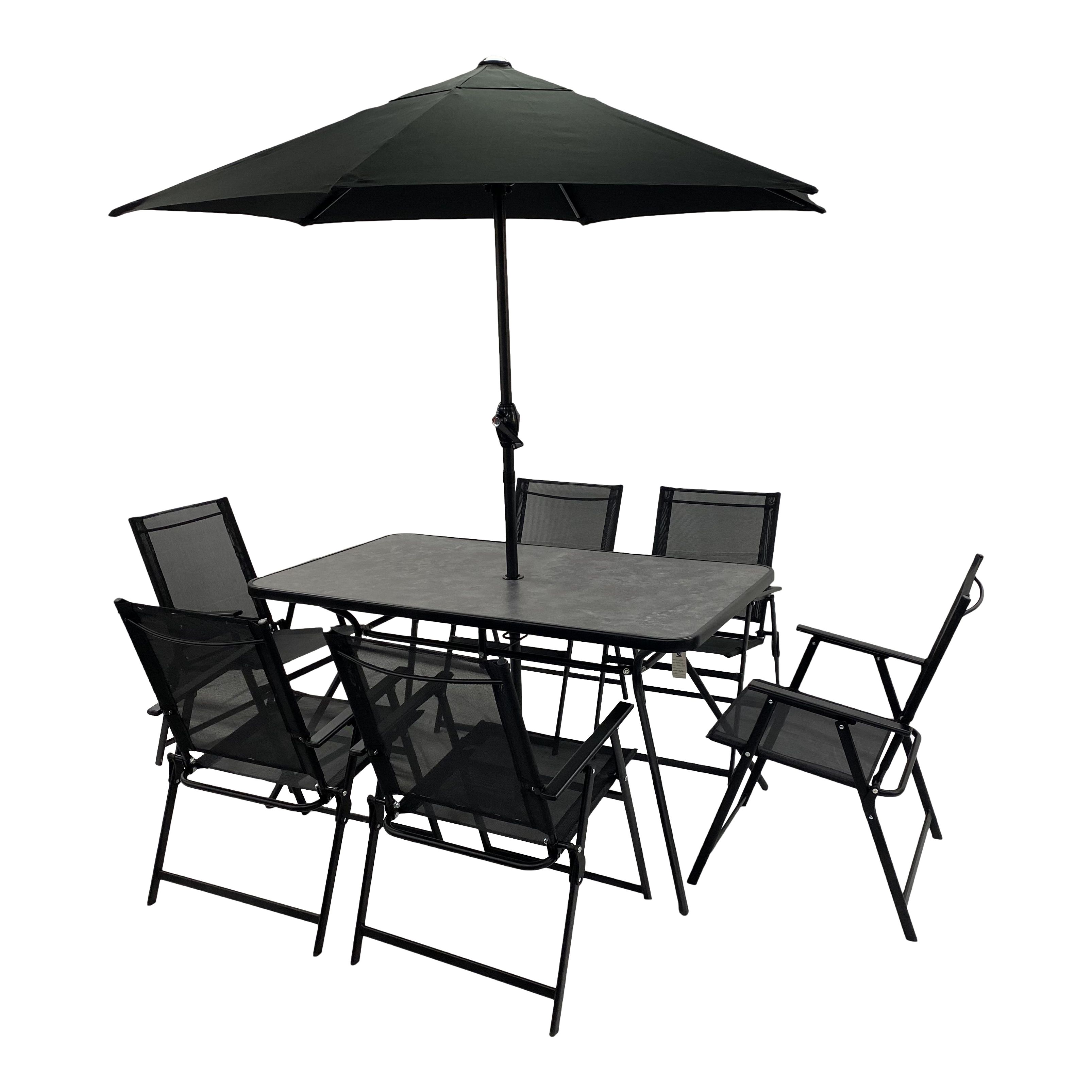 Bahama Matt Black Metal 6 Seater Dining set