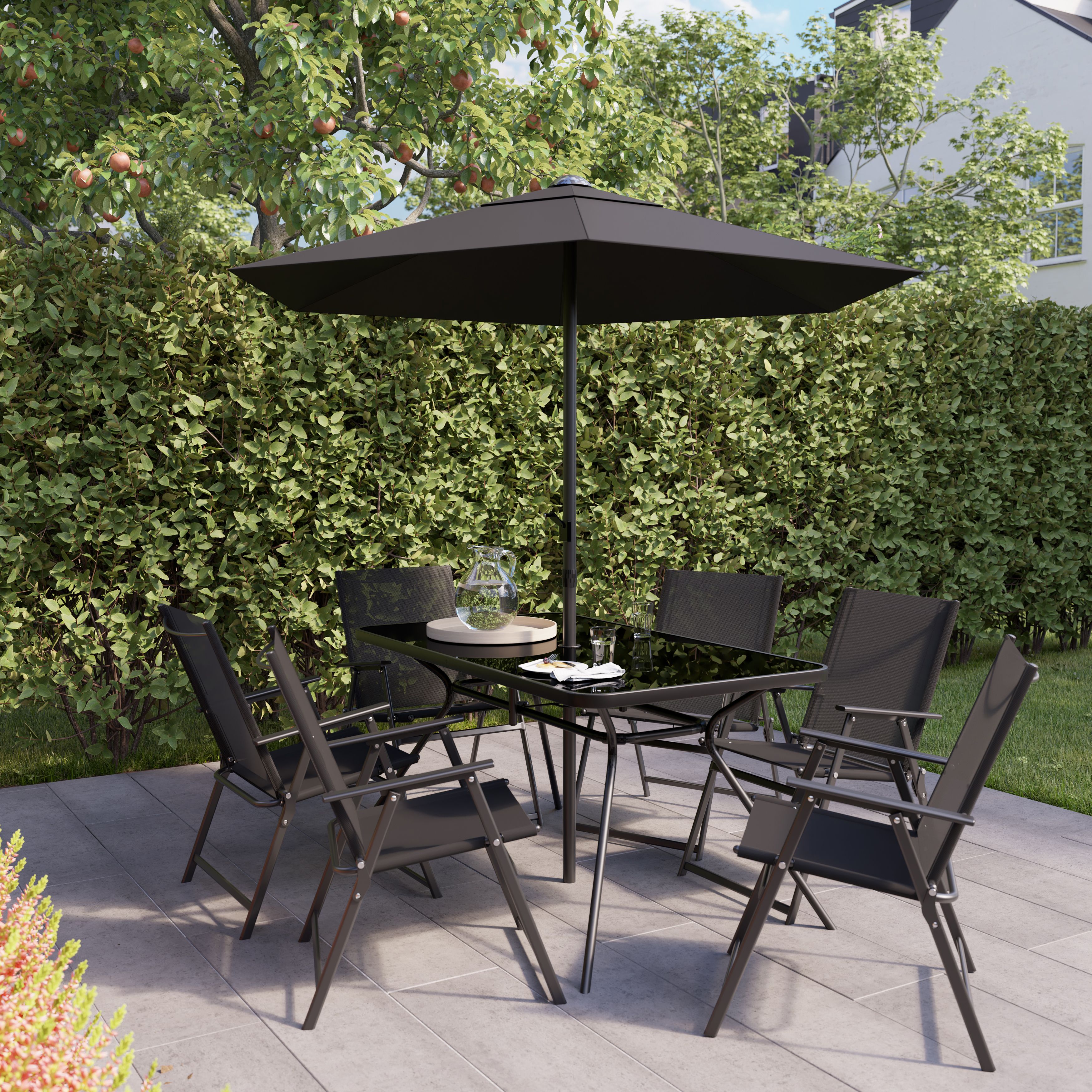 Bahama Matt Black Metal 6 Seater Dining set