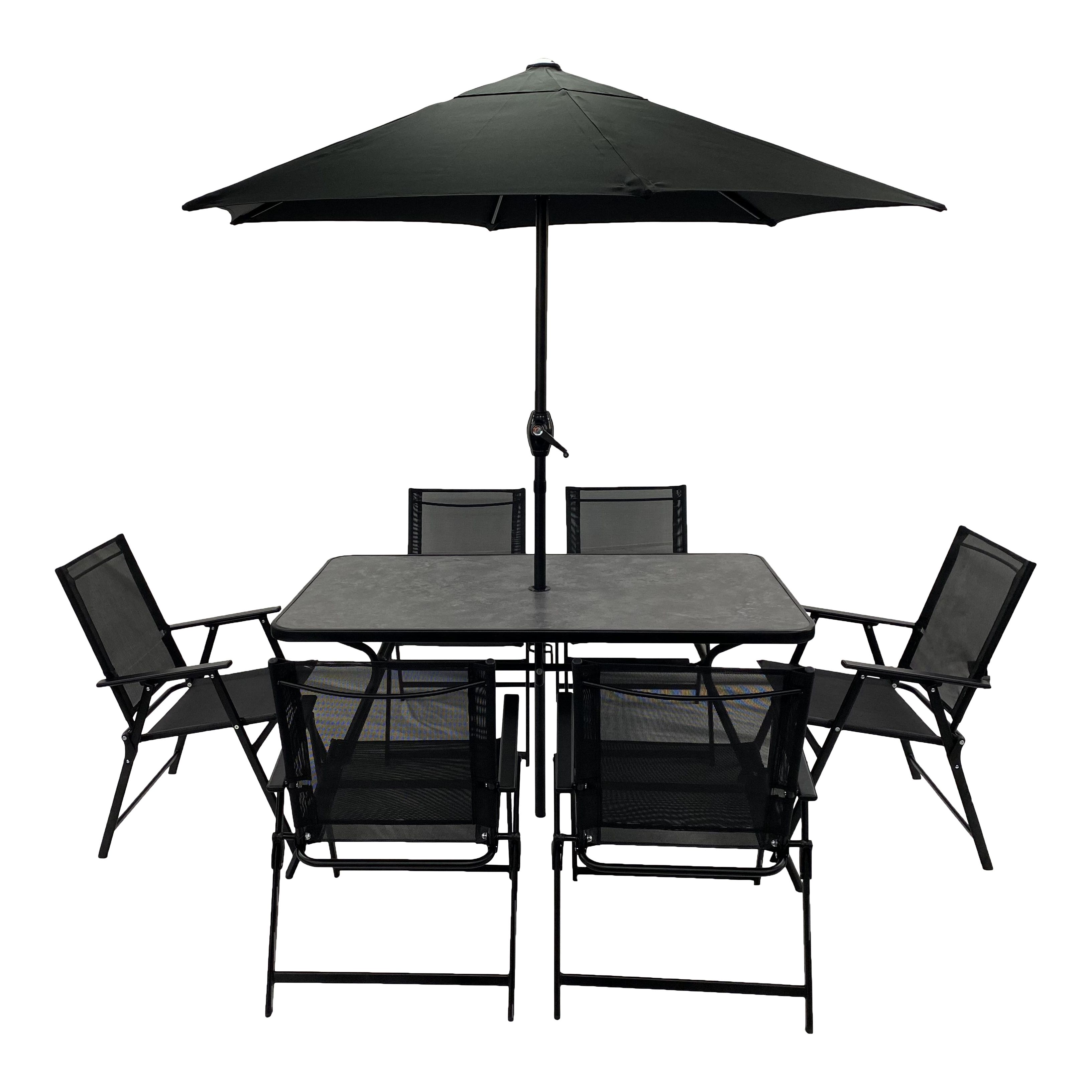 Bahama Matt Black Metal 6 Seater Dining set