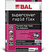 BAL Rapid Flex White Tile Adhesive, 15kg