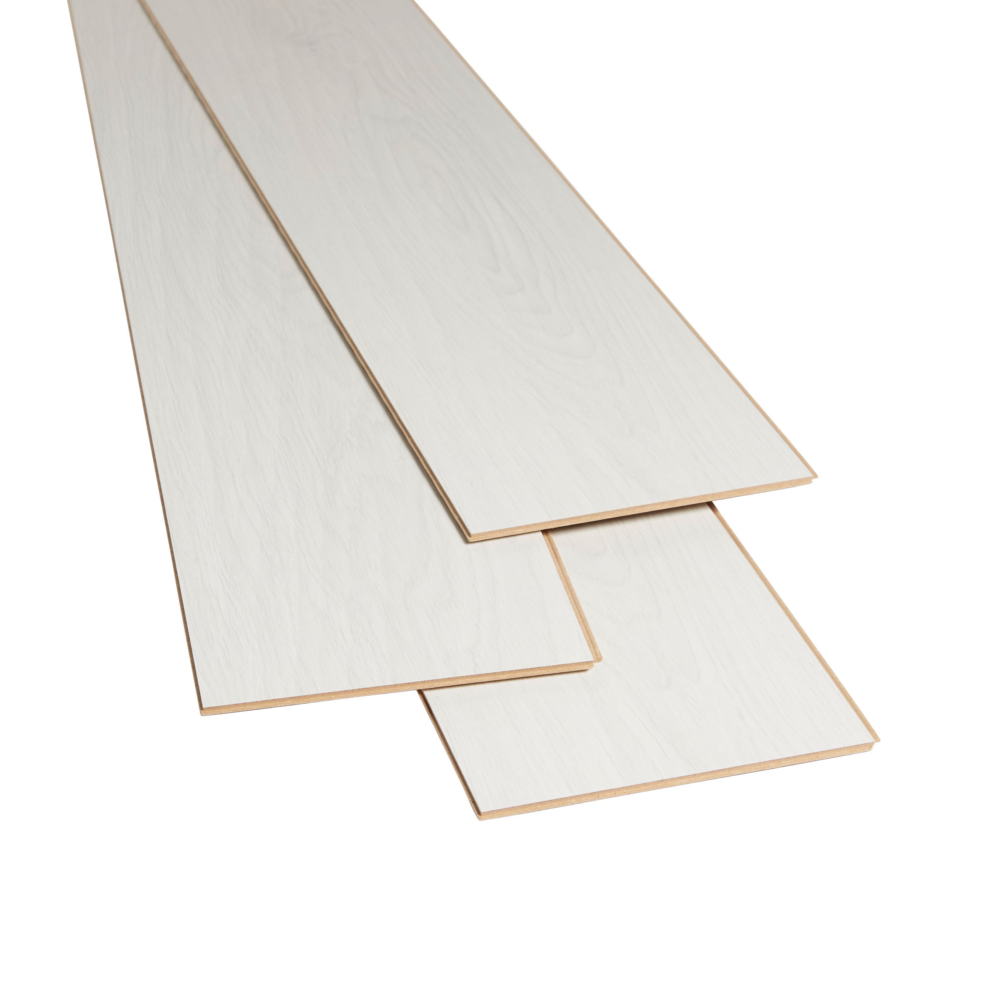 Ballarat White Gloss Oak effect Laminate Flooring Sample