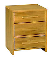 Barcelona Stained 3 Drawer Bedside chest (H)550mm (W)500mm (D)400mm