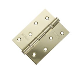 Basta Polished Brass effect Steel Ball bearing Door hinge 813BP-CL (L)10mm, Pair
