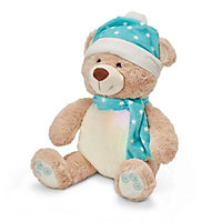 Battery-powered Bluetooth speaker bear with LED colour changing lights, includes Demo melody song - Winter Wonderland Bear