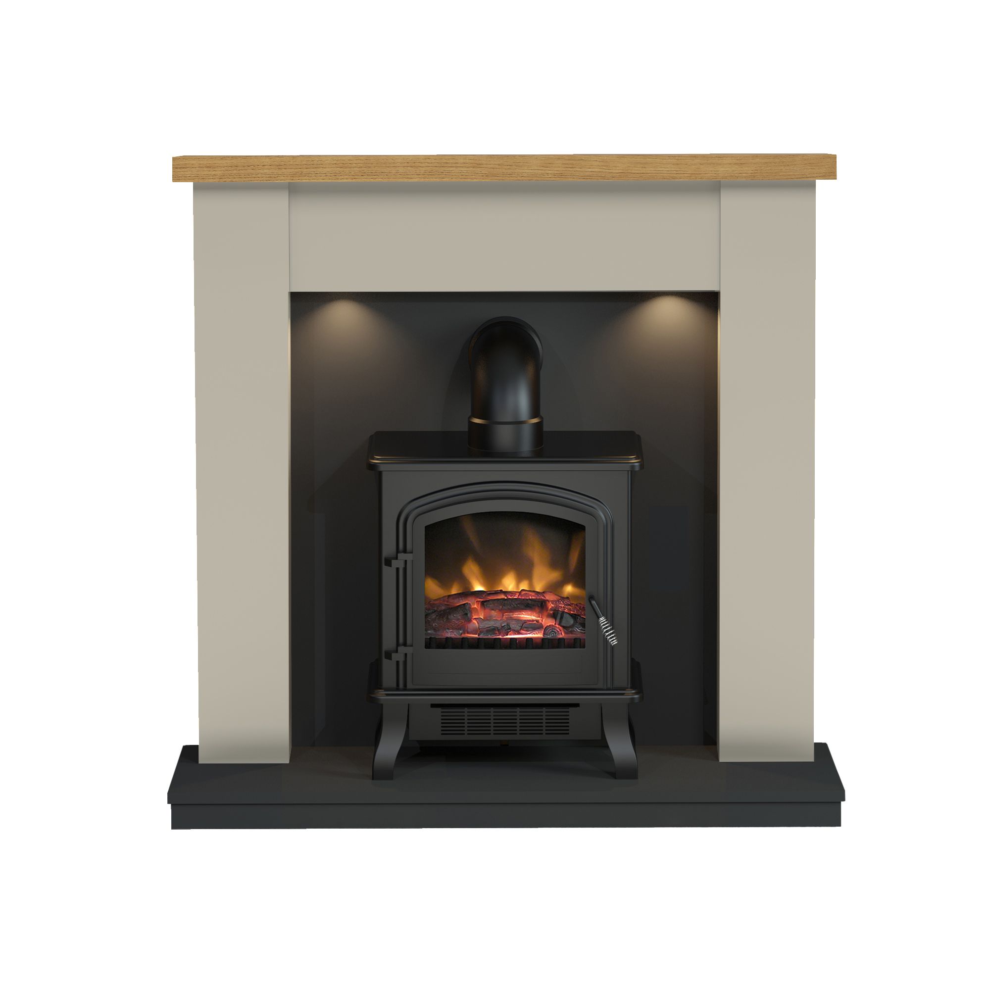 Be Modern Attley Black Stone effect Electric Stove suite
