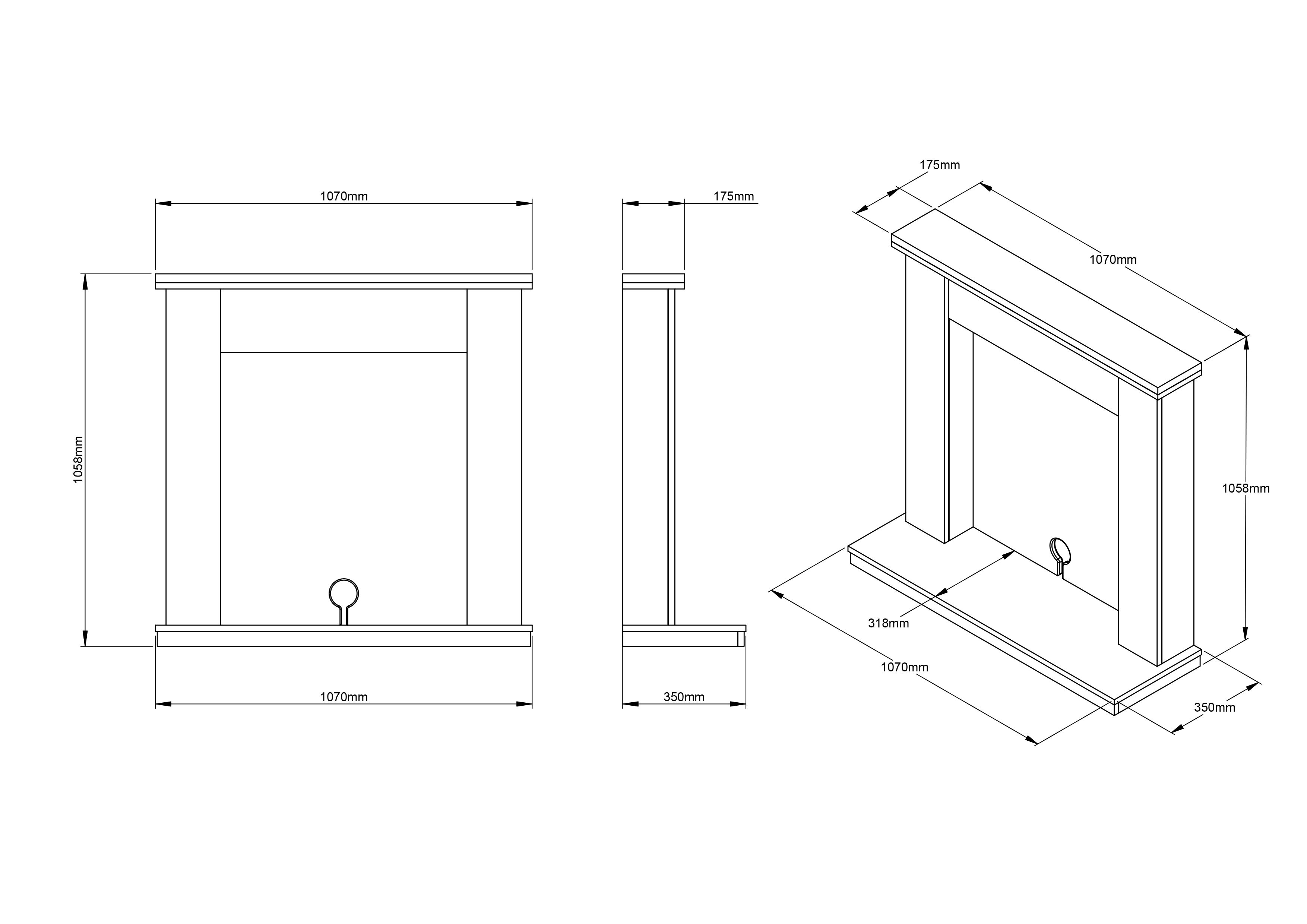 Be Modern Attley Oak effect & Black Oak Fire surround set with lights