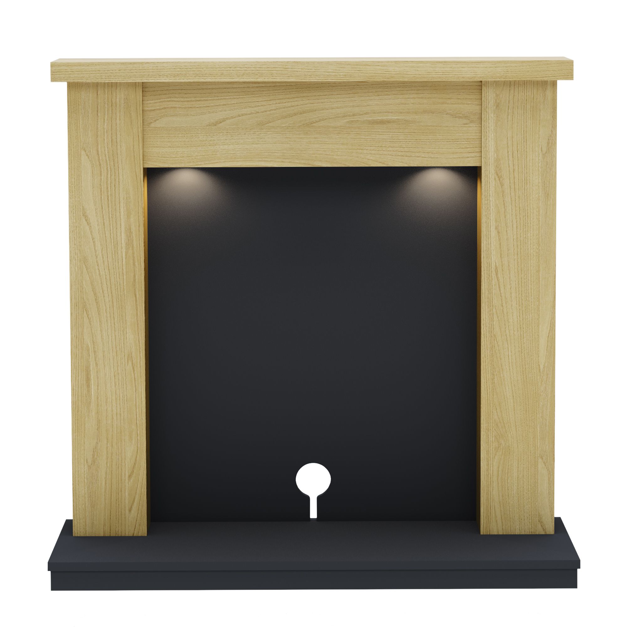 Be Modern Attley Oak effect & Black Oak Fire surround set with lights