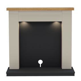 Be Modern Attley Stone & Oak effect Oak Fire surround set with Lights included