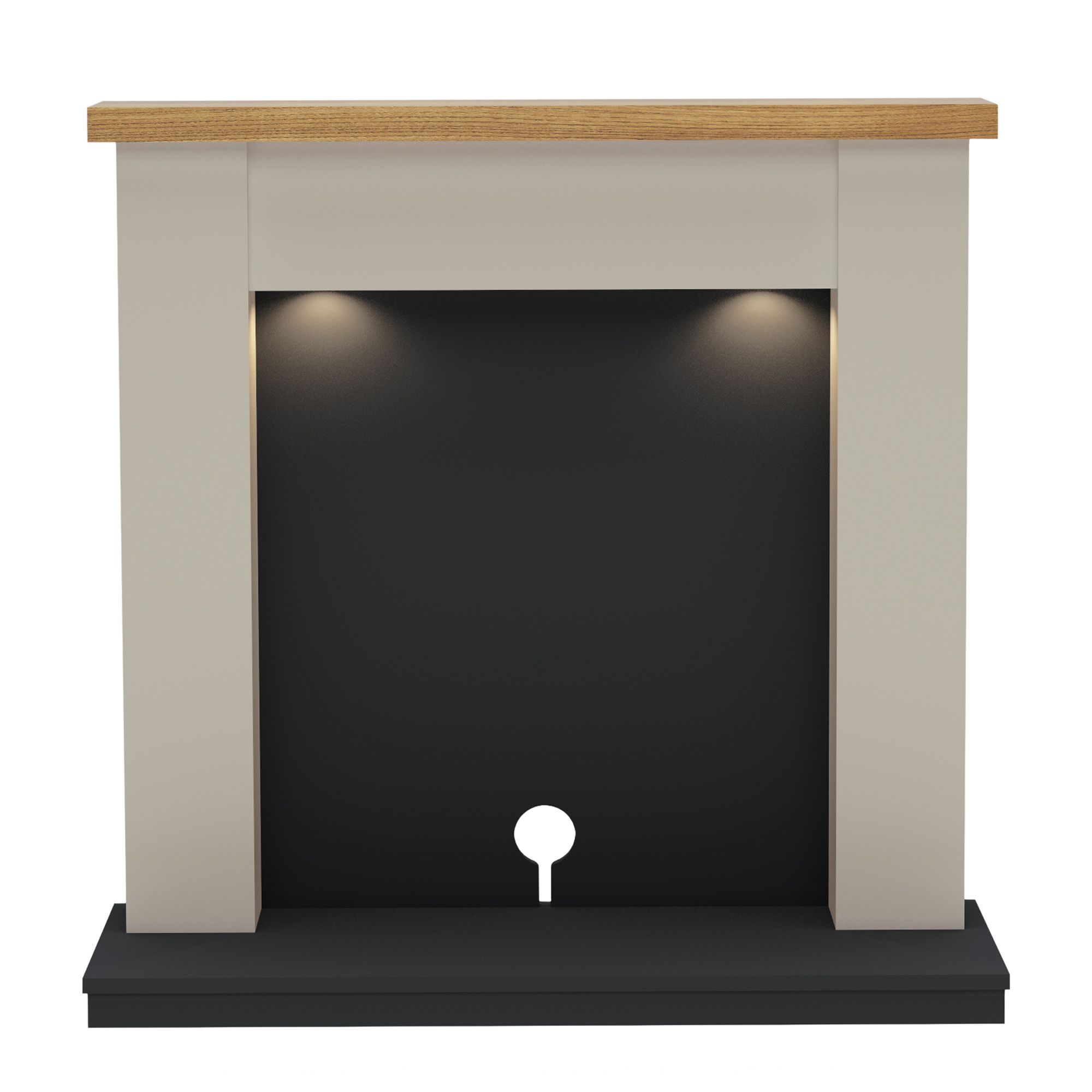 Be Modern Attley Stone & Oak effect Oak Fire surround set with lights