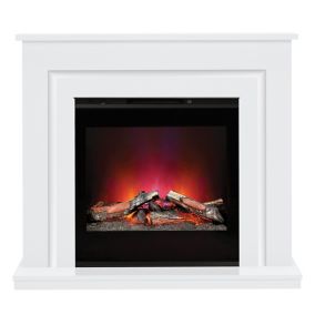 Be Modern Calida White & black Glass effect Electric Fire suite