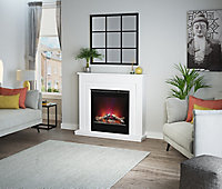 Be Modern Calida White & black Glass effect Fire suite