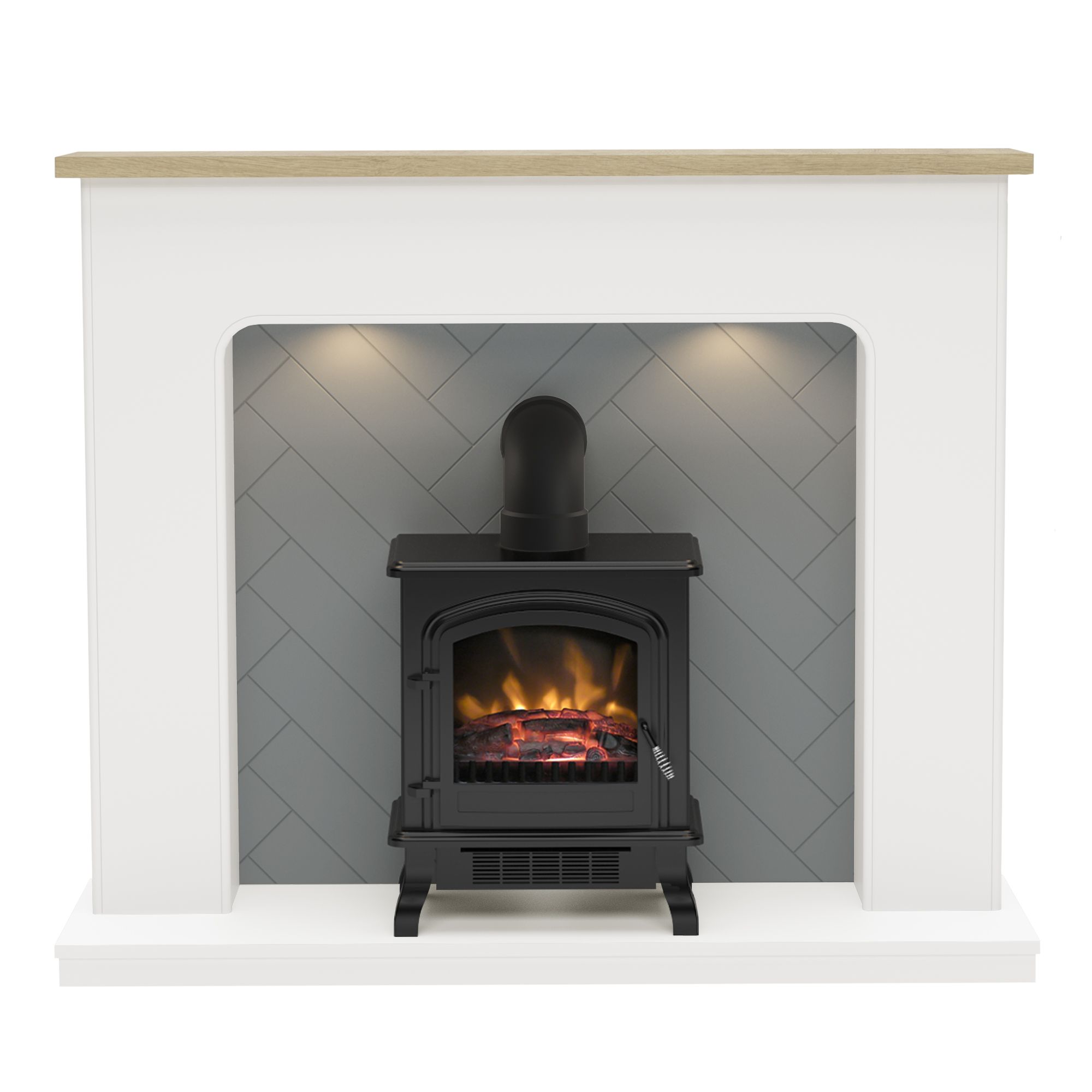 Be Modern Charing White & oak Electric Fire suite