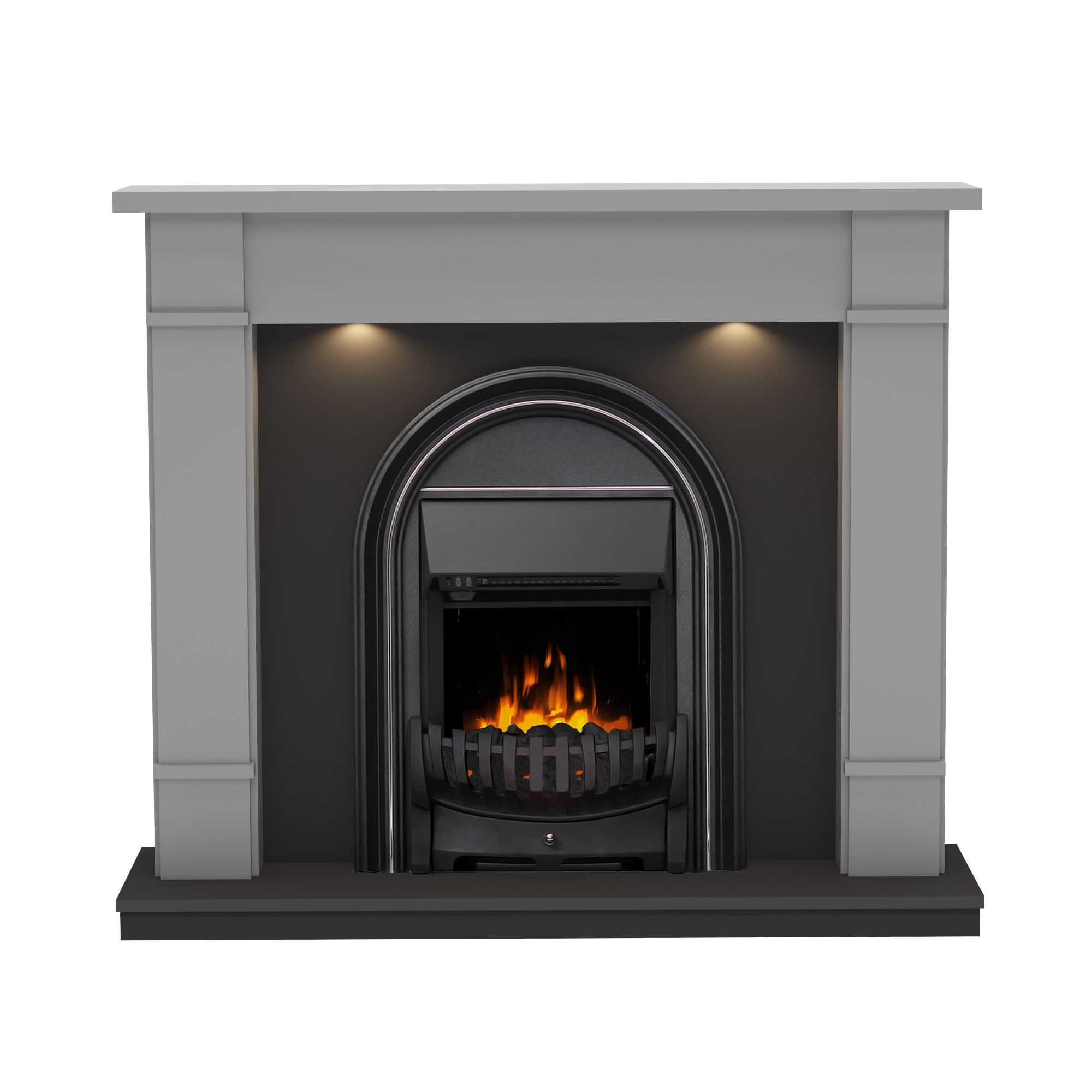 Be Modern Deansgate Light grey & black Electric Fire suite
