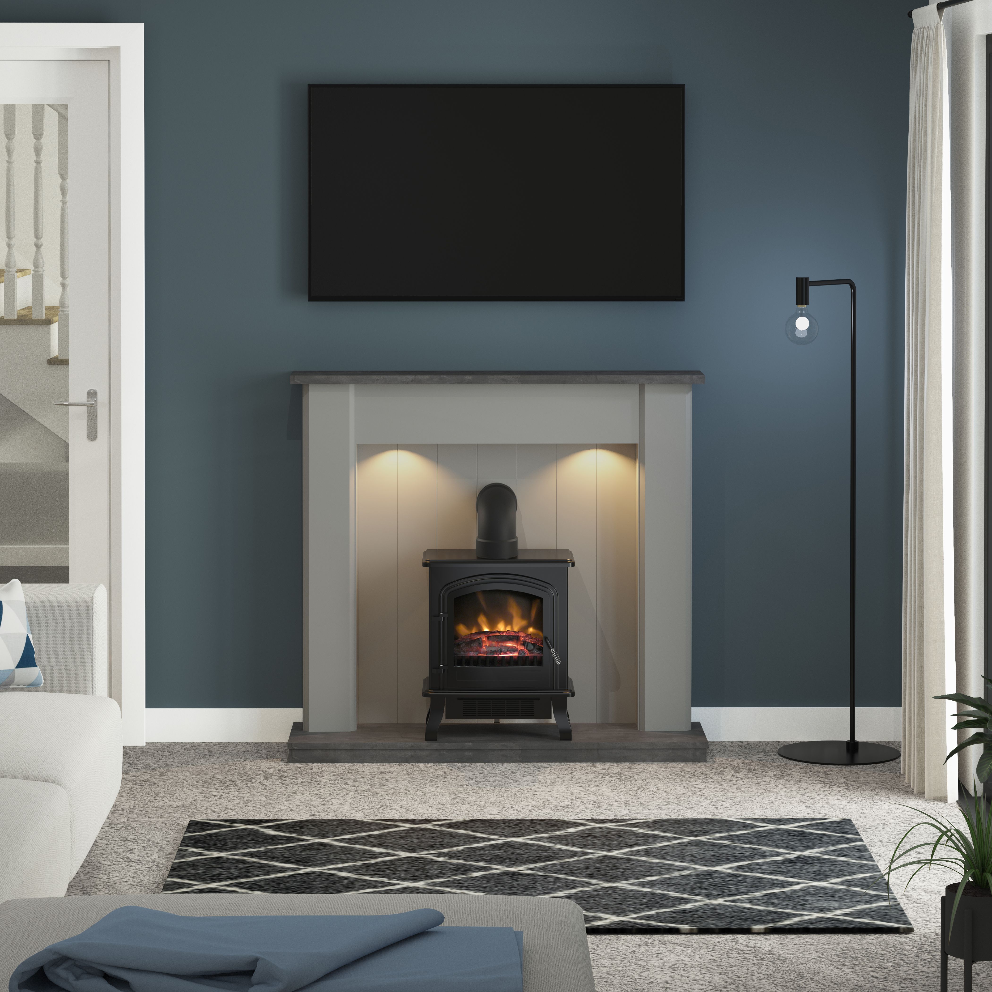 Be Modern Eastcote Grey Electric Stove suite
