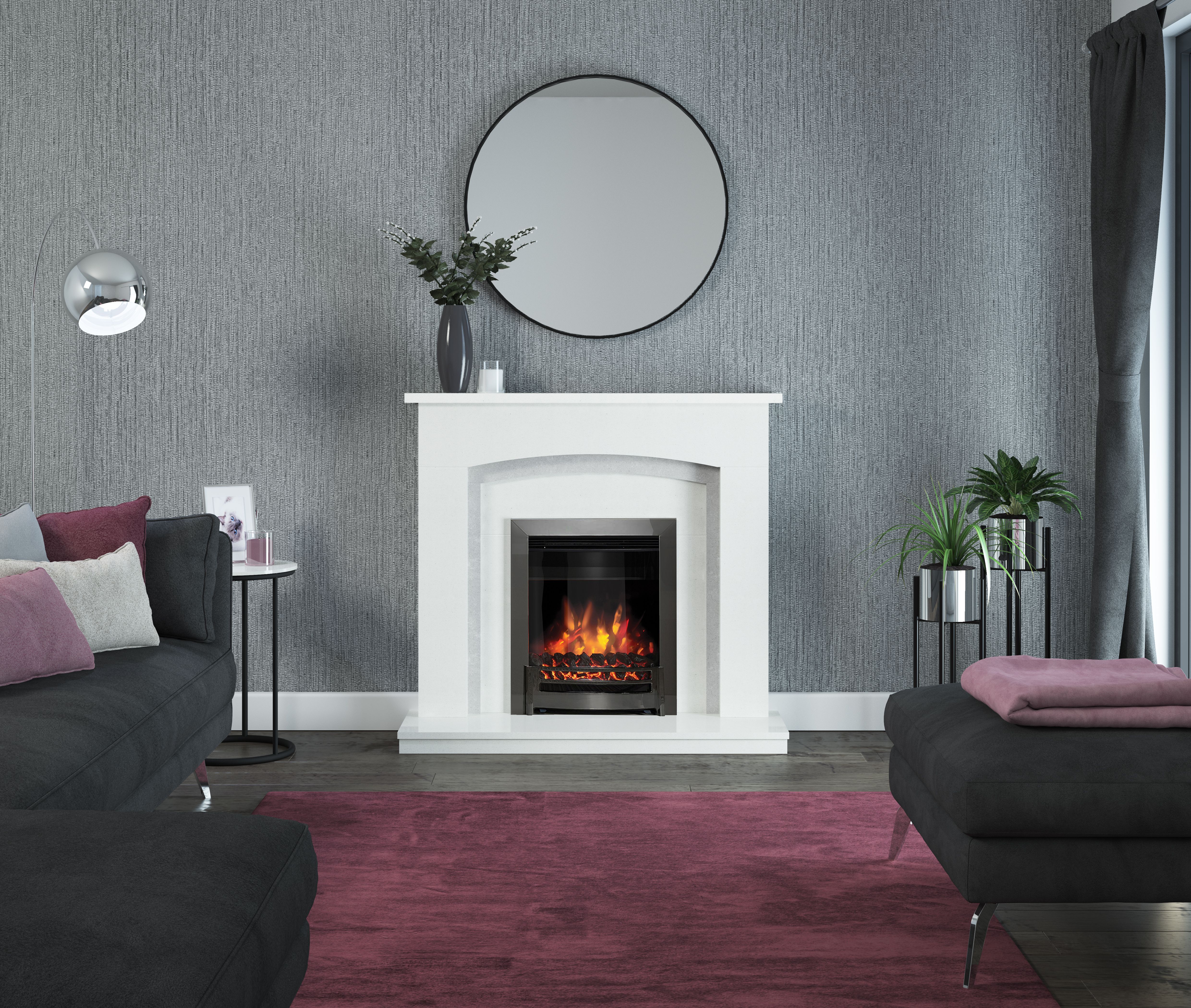 Be Modern Edana 2kW Black Chrome effect Electric Fire