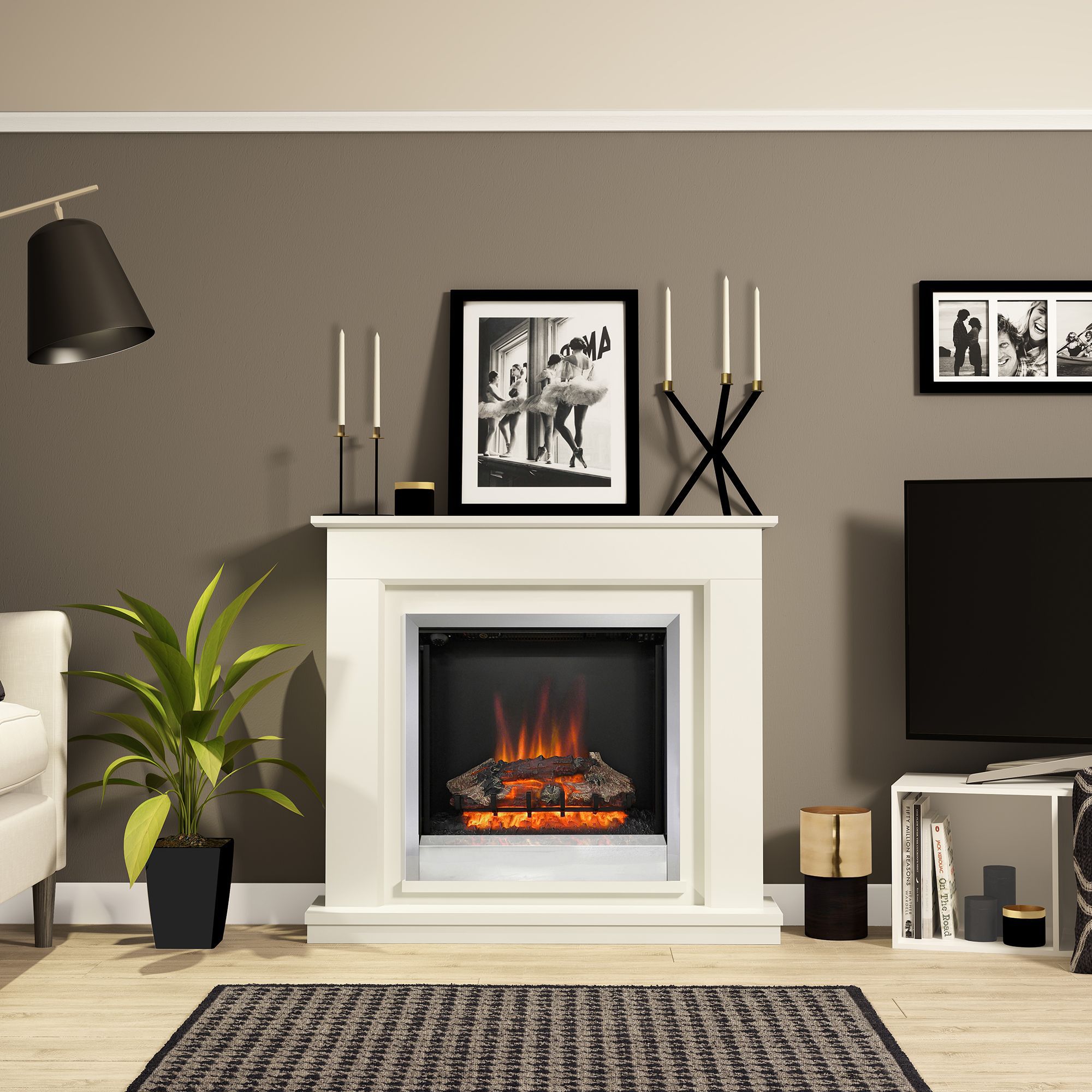 Be Modern Edmonton Soft white Electric Fire suite