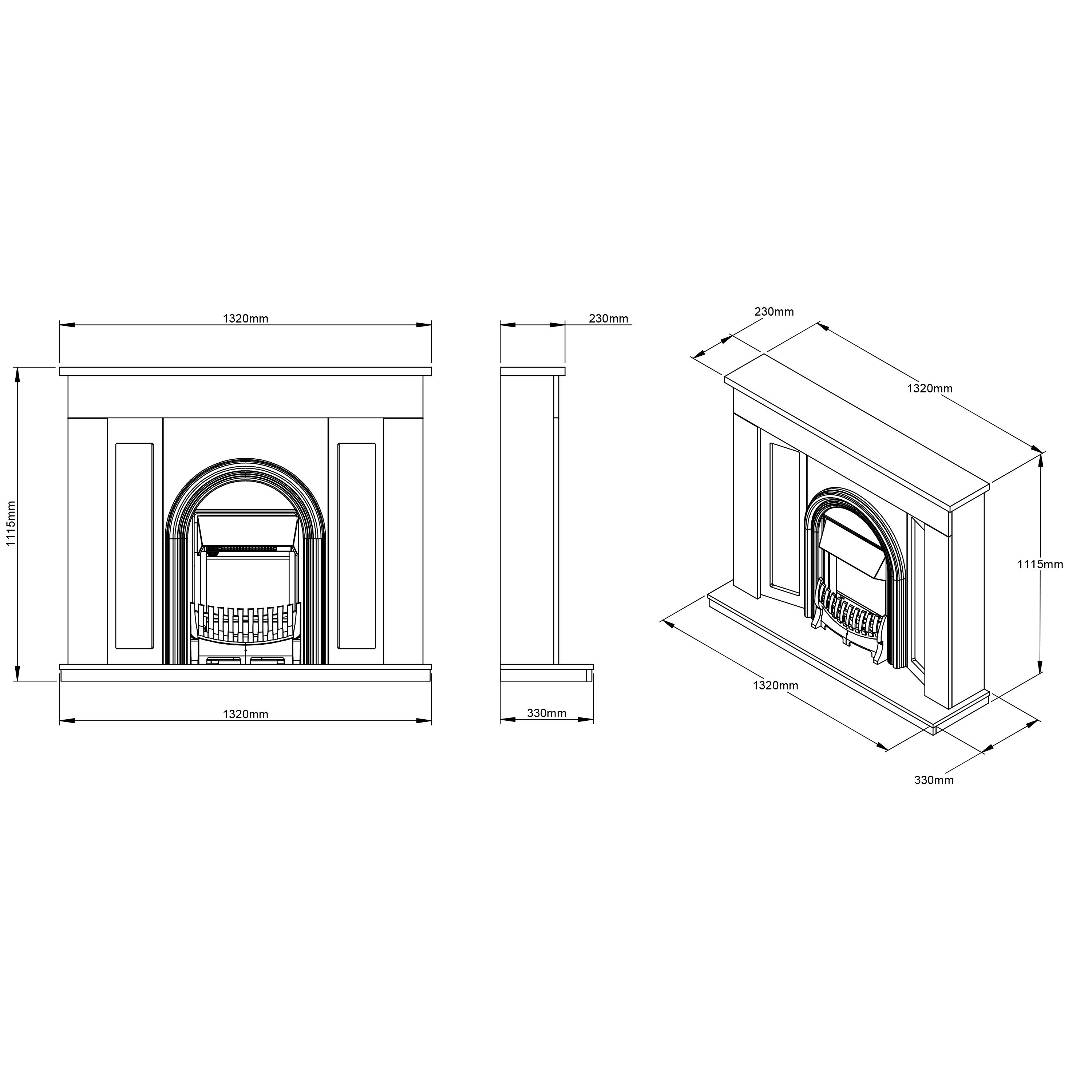 Be Modern Elberton Ash white & black Electric Fire suite