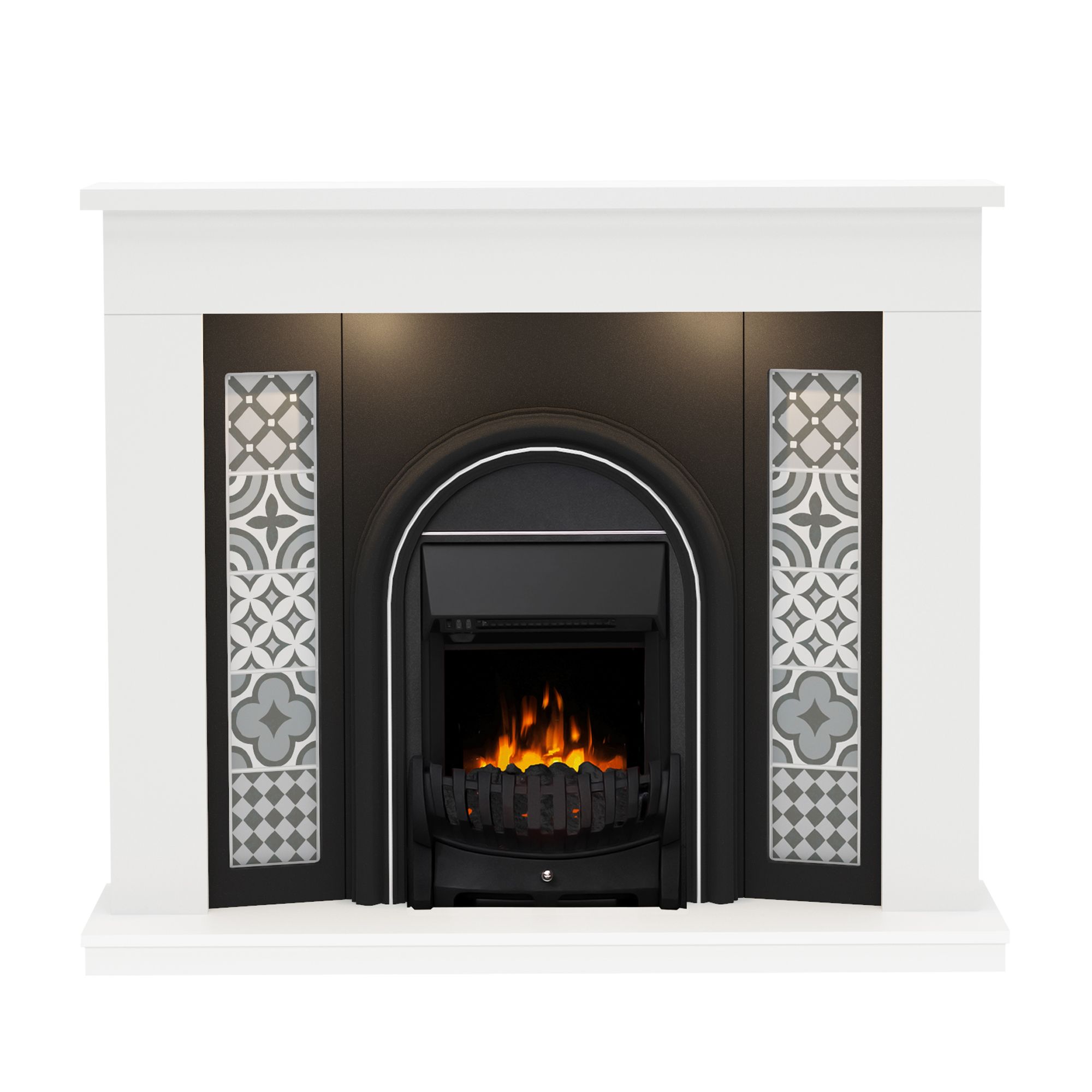 Be Modern Elberton Ash white & black Electric Fire suite