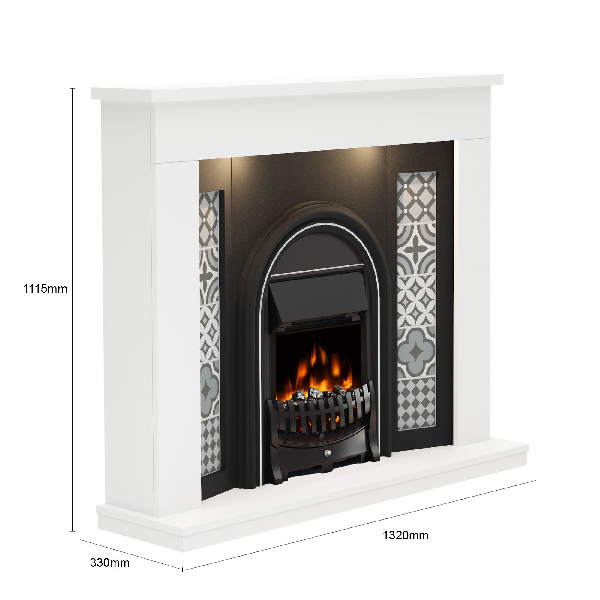 Be Modern Elberton Ash white & black Electric Fire suite