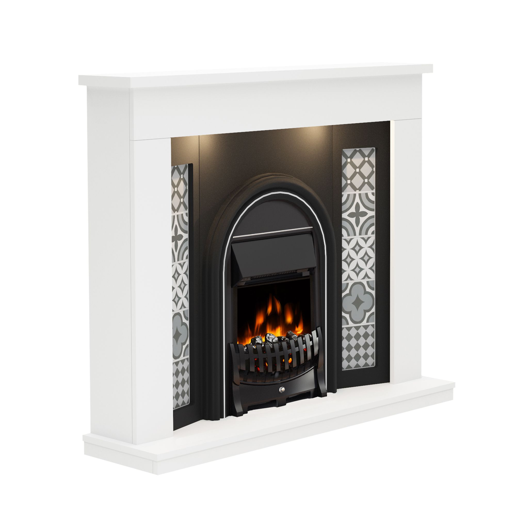 Be Modern Elberton Ash white & black Electric Fire suite