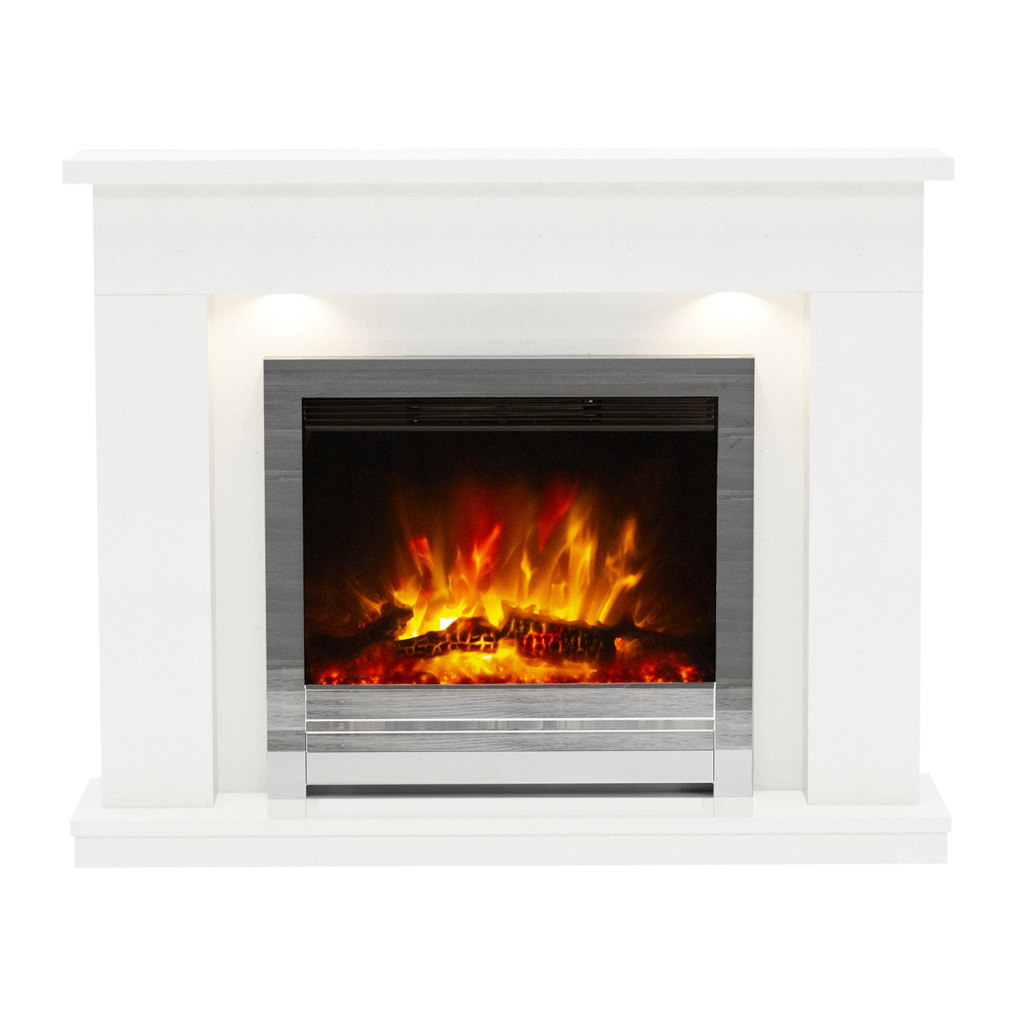 Be Modern Ellenslea White marble Electric Fire suite