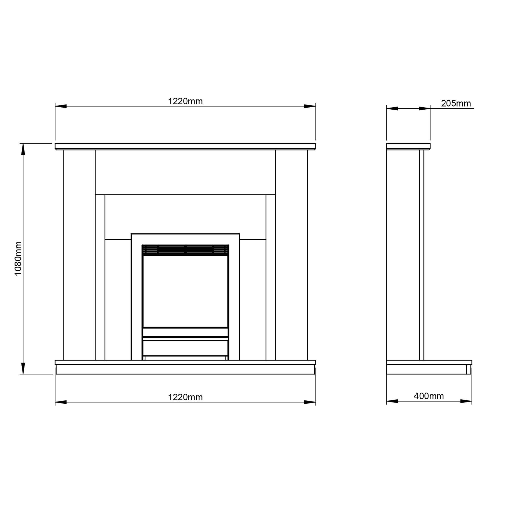 Be Modern Elysia White & Black Stone effect Outset Electric Fire suite