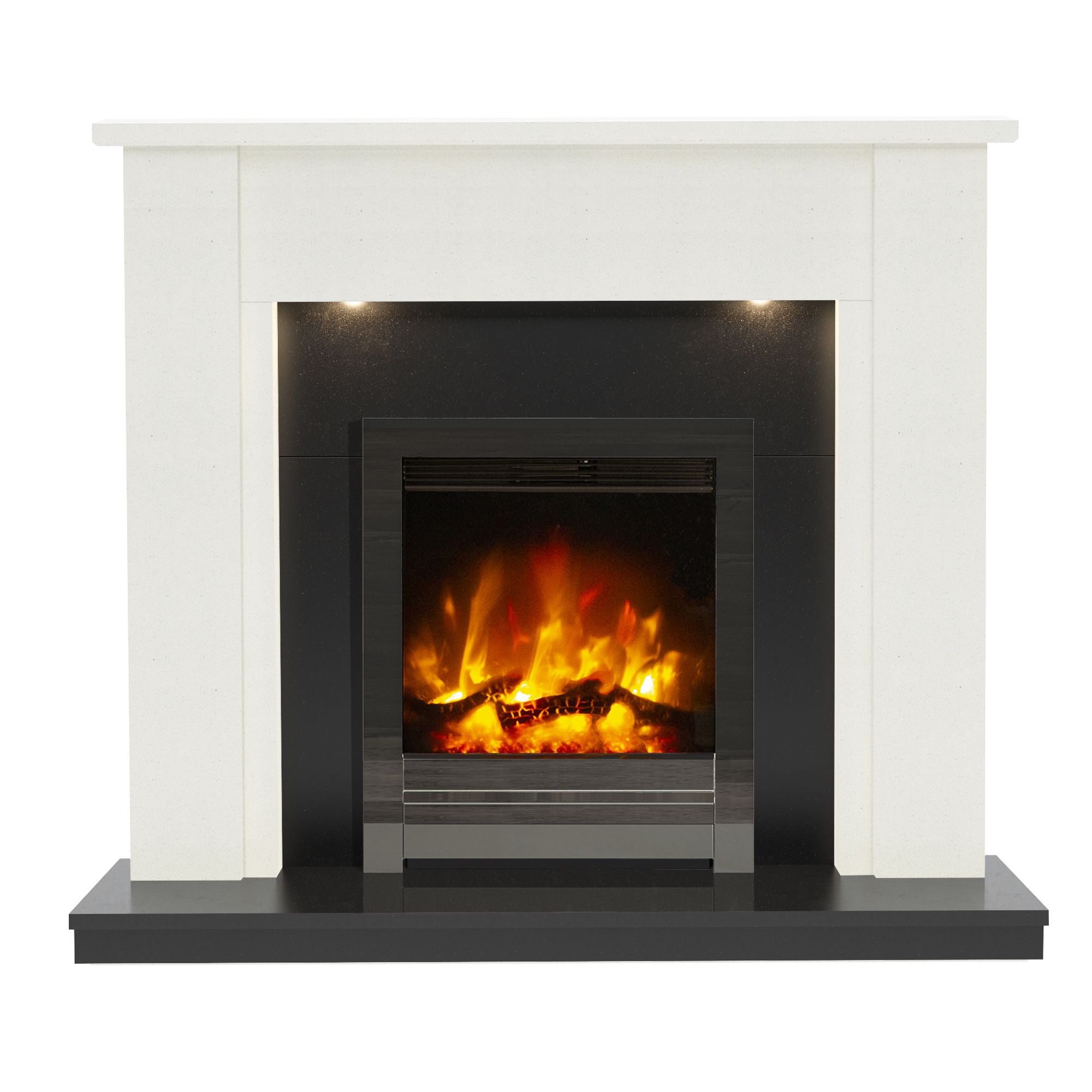Be Modern Elysia White & Black Stone effect Outset Electric Fire suite