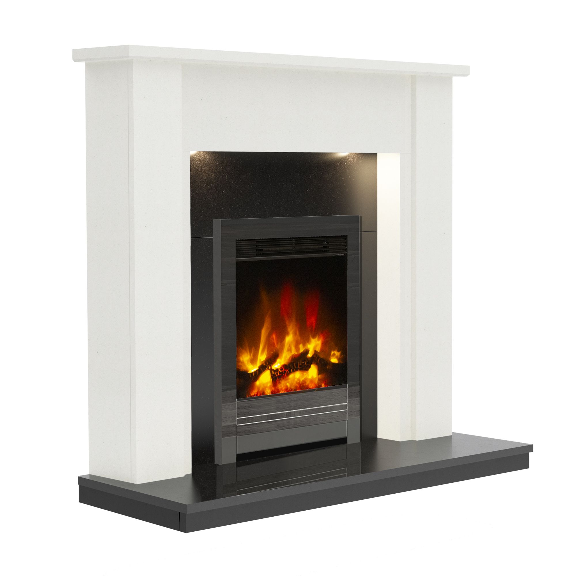 Be Modern Elysia White & Black Stone effect Outset Electric Fire suite