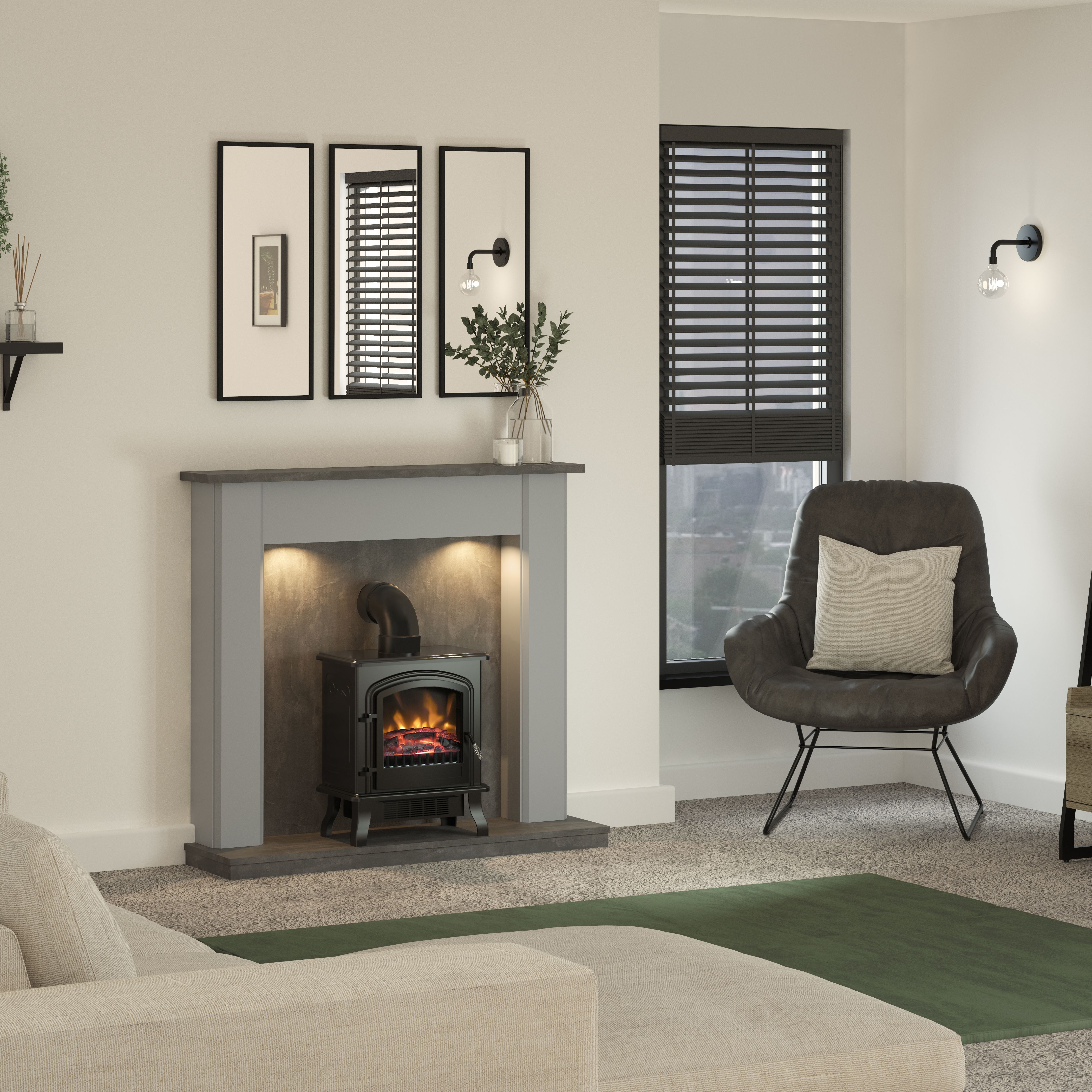 Be Modern Emmbrook Grey Electric Fire suite