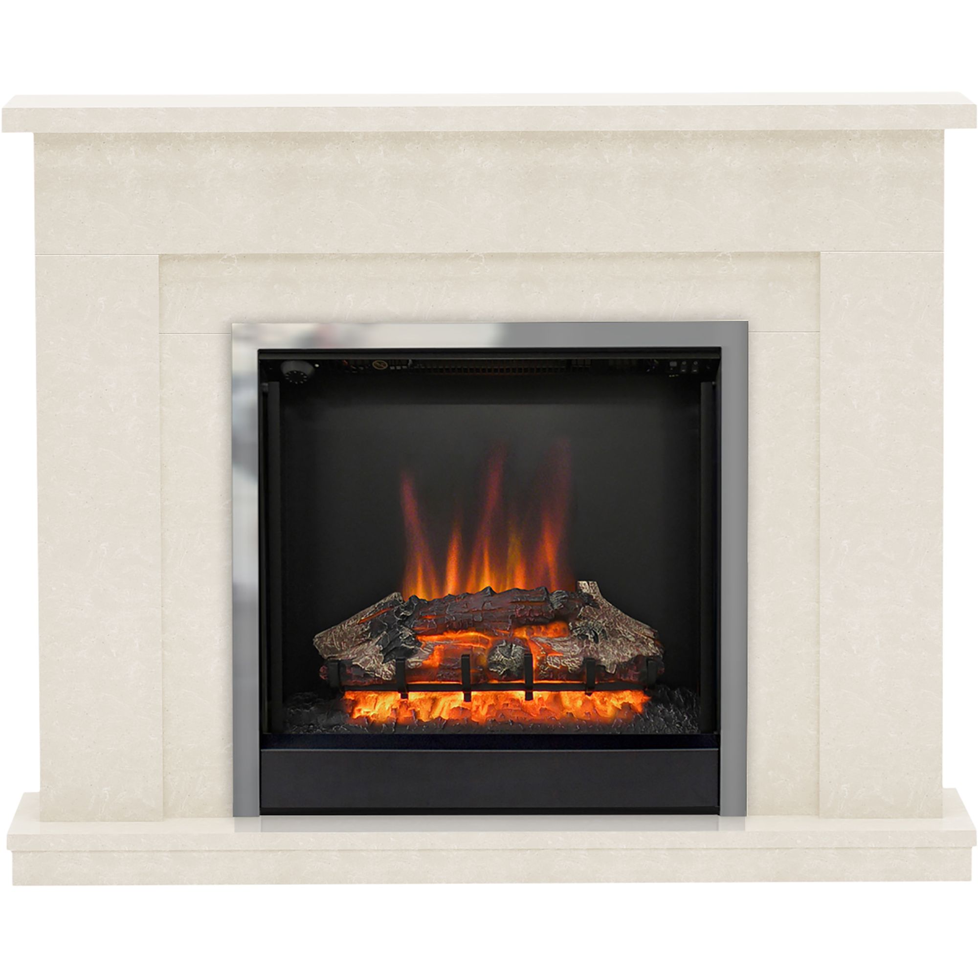 Be Modern Evelina Manila Micro Marble Chrome effect Electric Fire suite