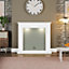 Be Modern Fontwell Sage green & white Fire surround set with Lights included