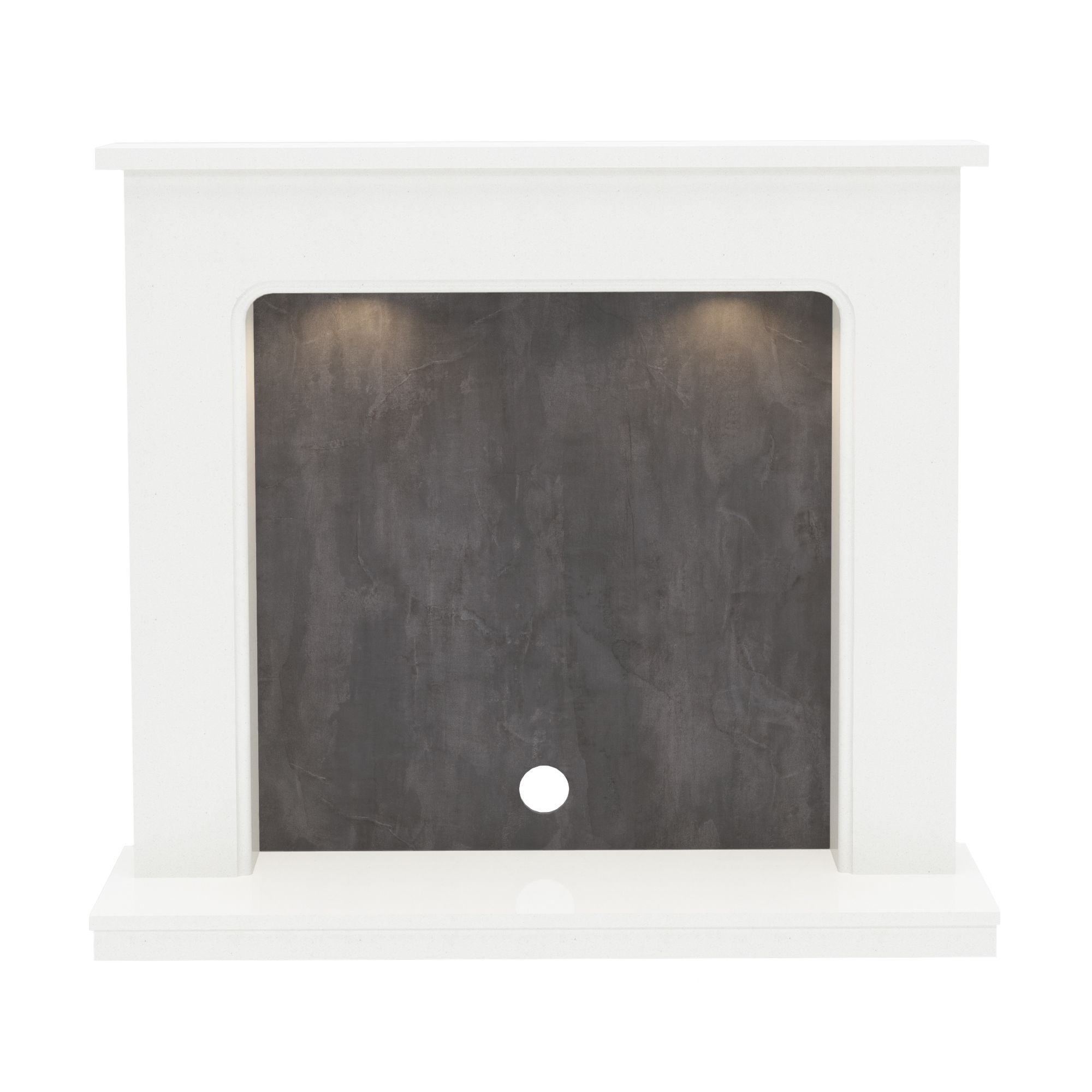 Be Modern Fontwell White marble & Slate effect Fire surround set with Lights included