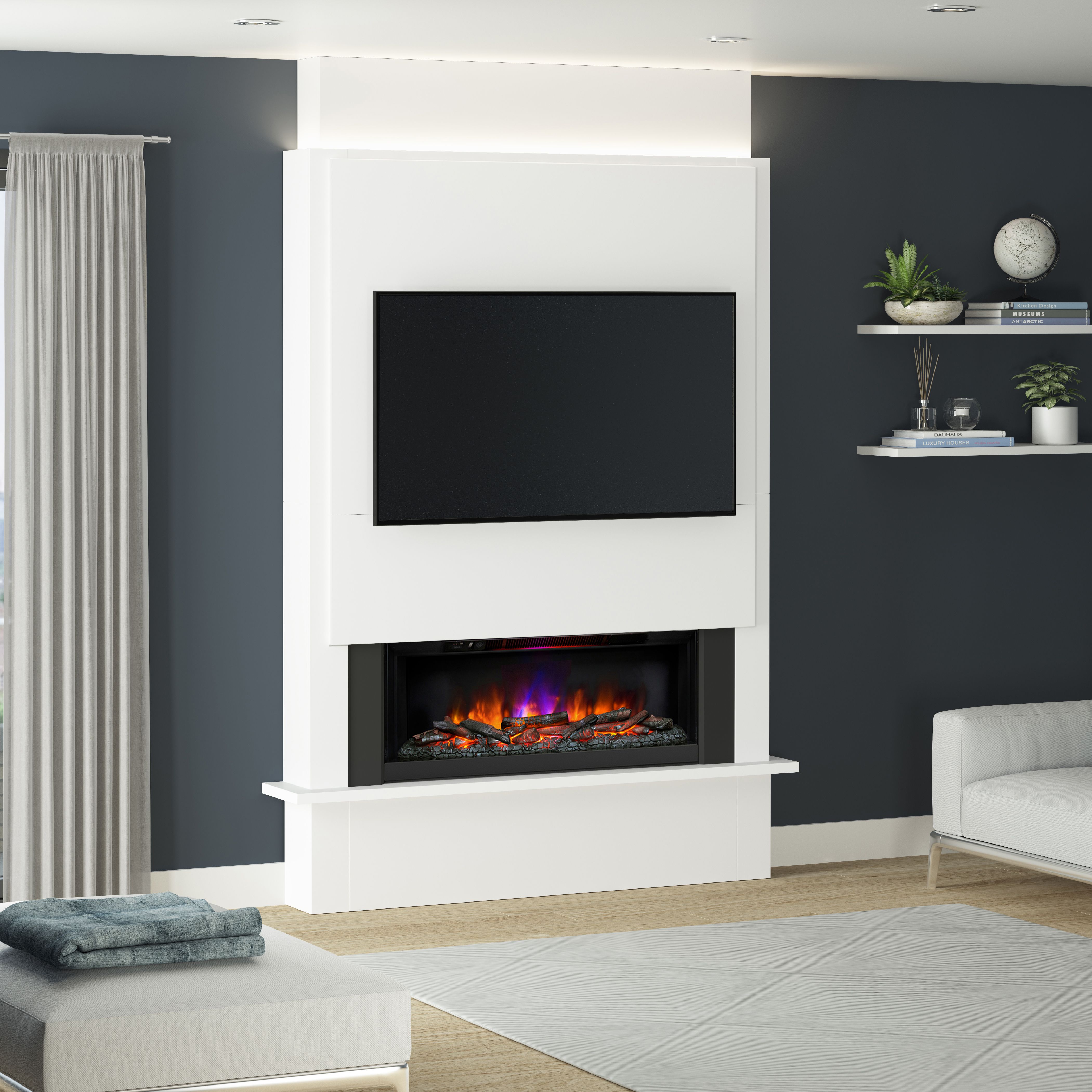 Be Modern Hanthorpe White Electric Fire suite
