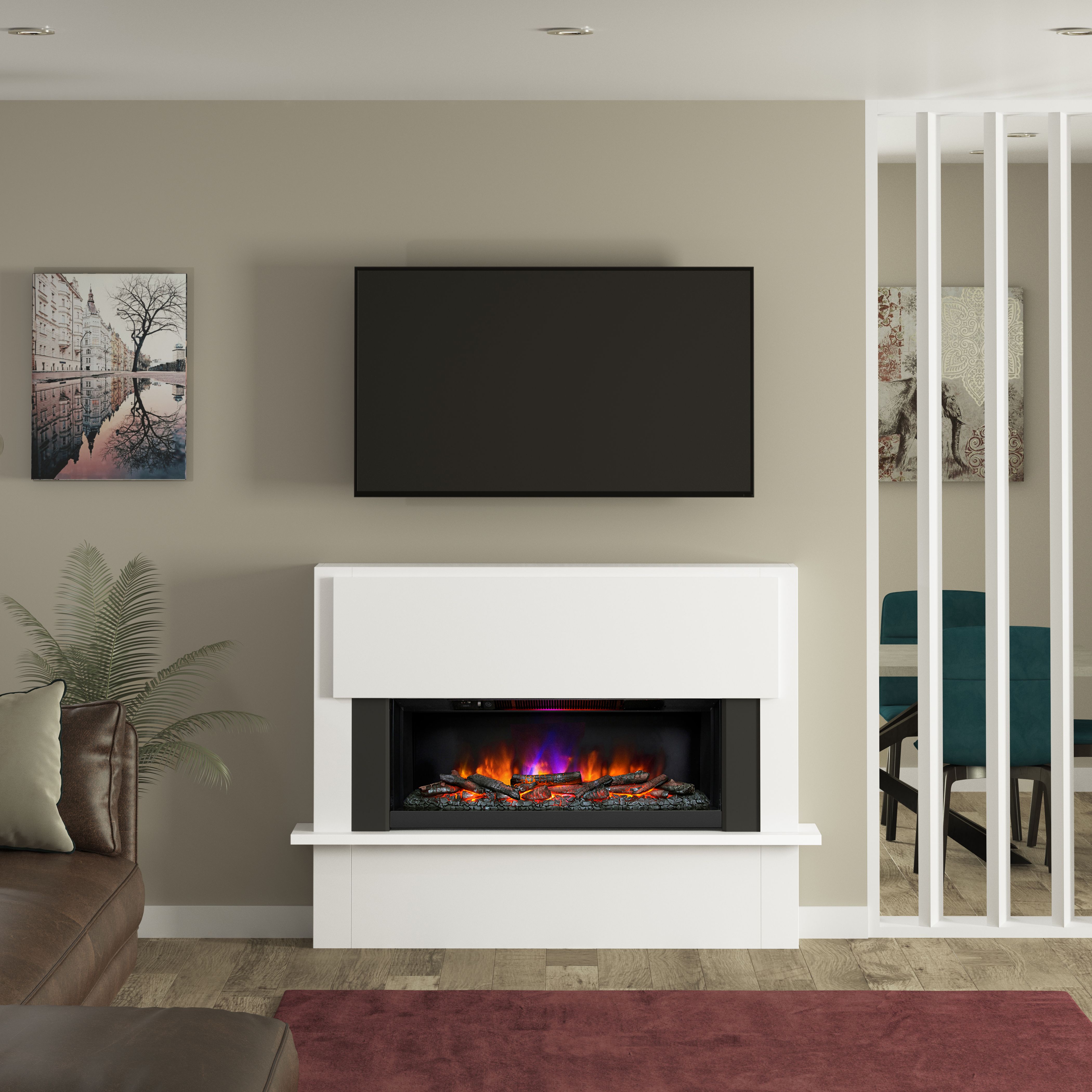 Be Modern Hanwell White Electric Fire suite