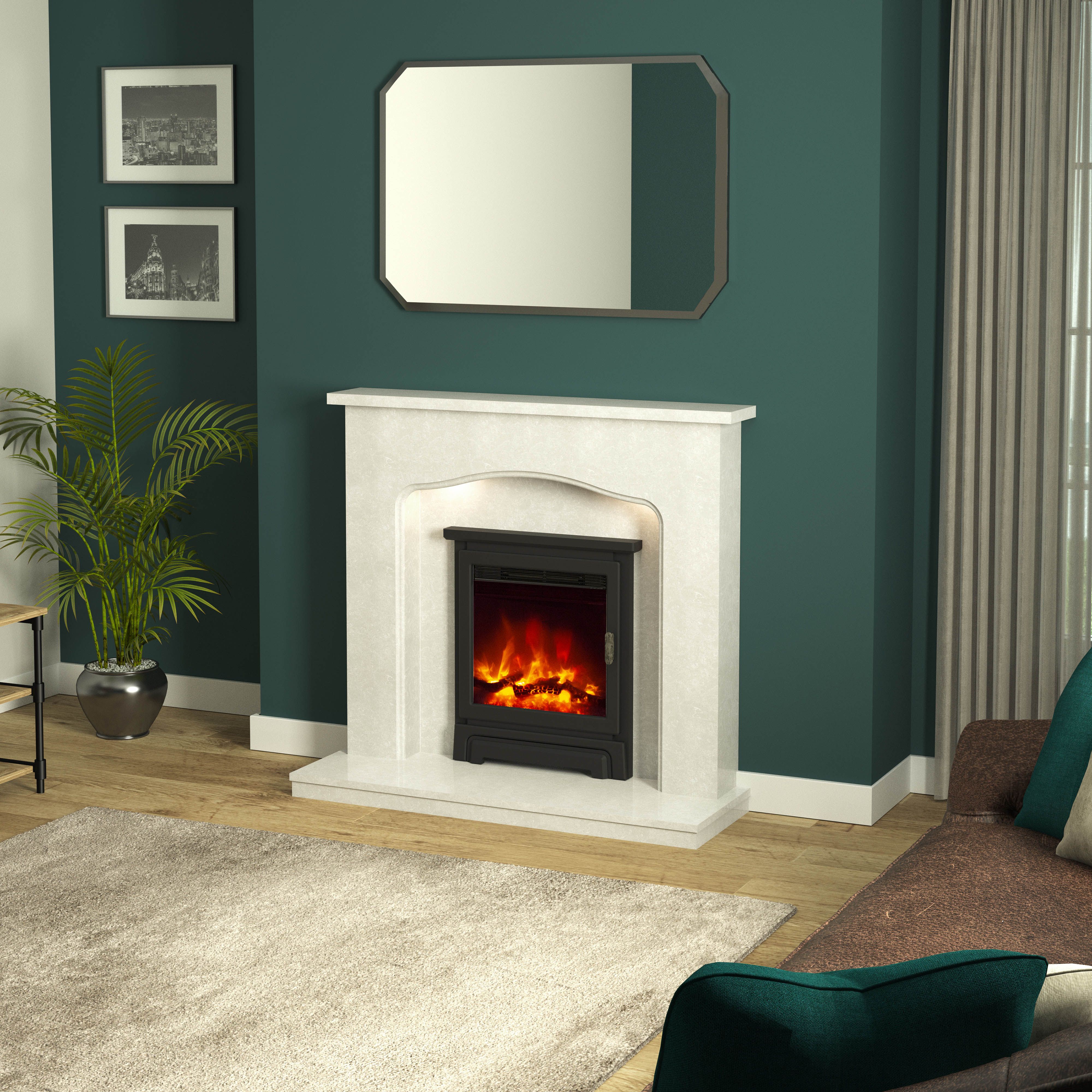 Be Modern Kempton 2W Matt Black Cast iron effect Electric Stove (H)638mm (W)564mm