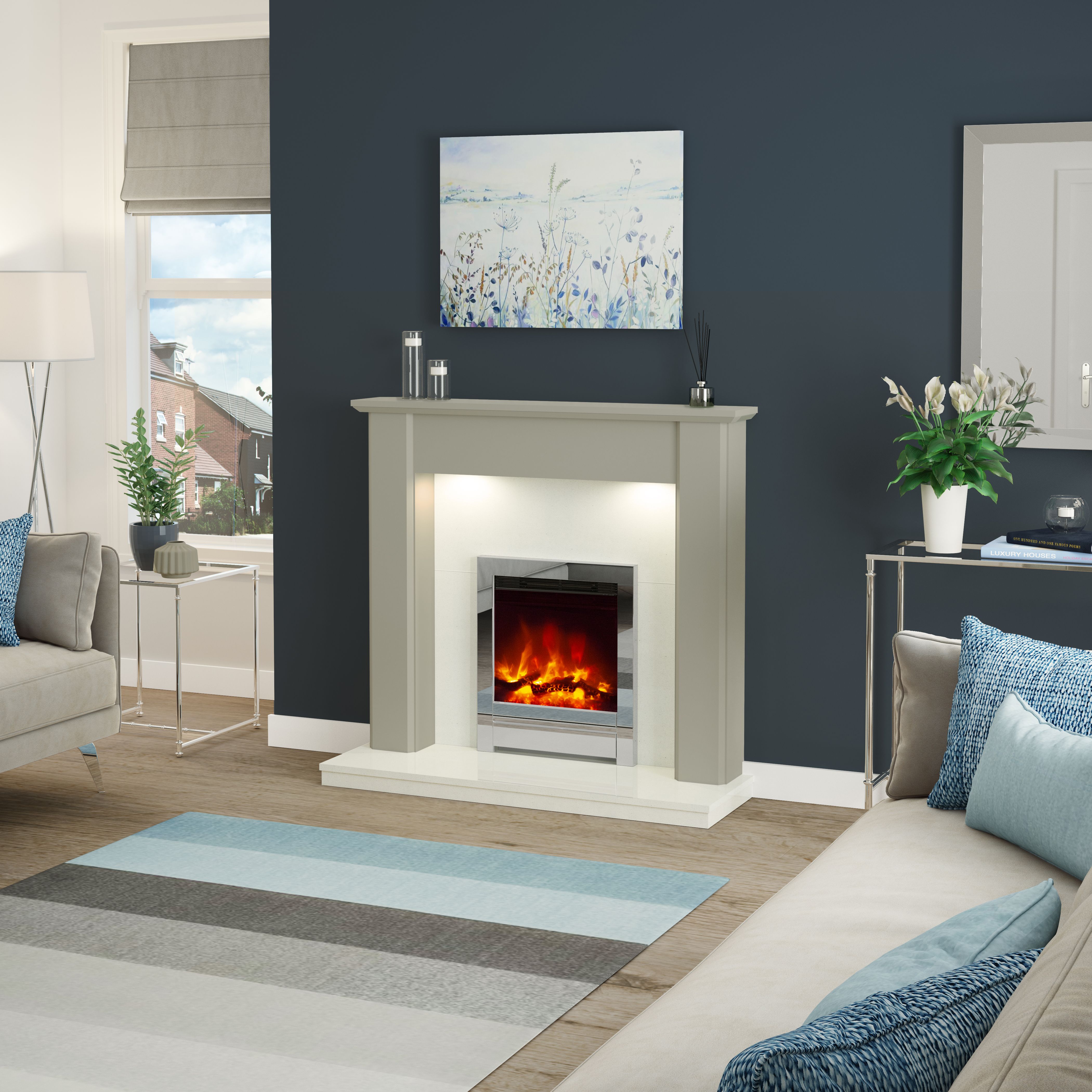 Be Modern Kempton Modern 2kW Polished Chrome effect Electric Fire