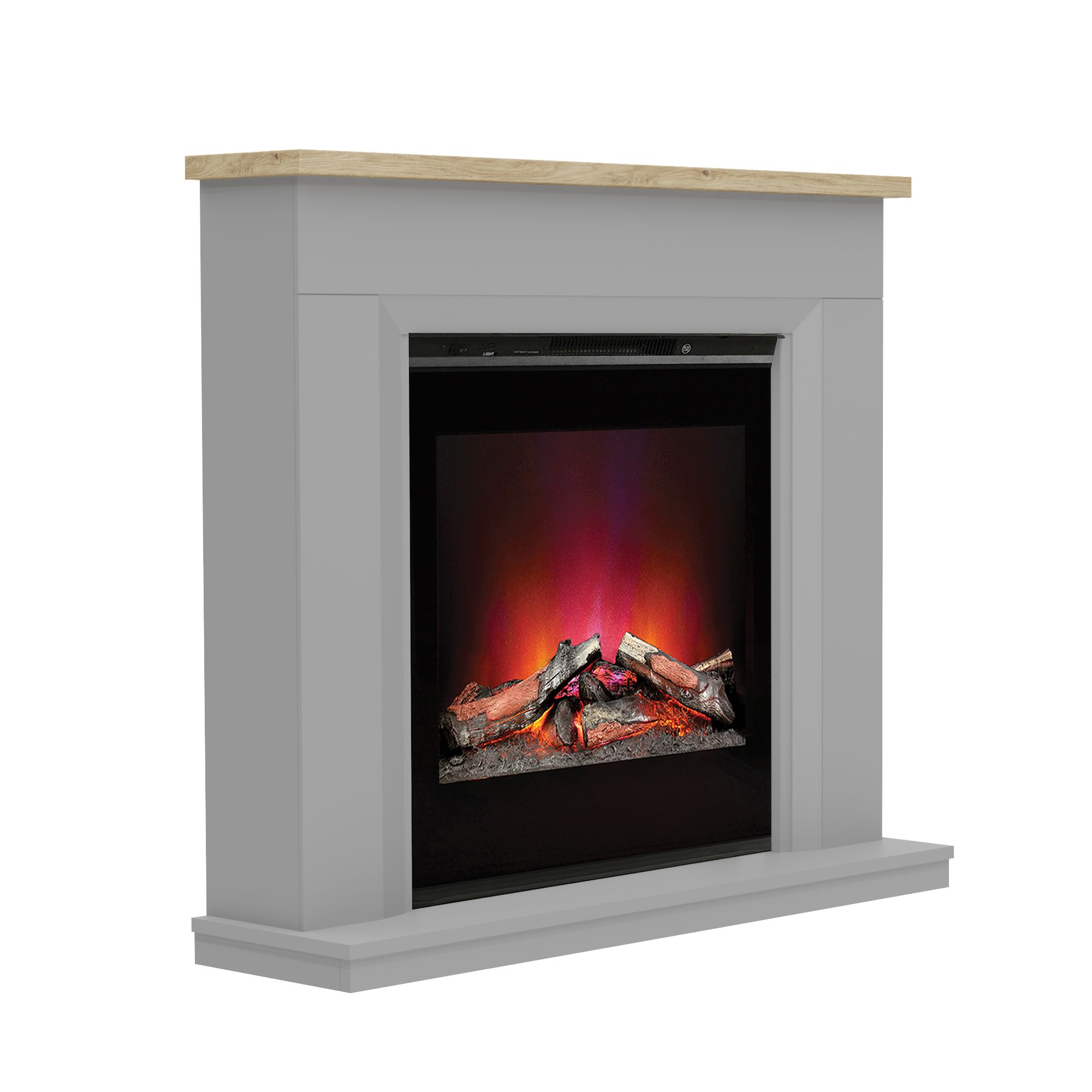 Be Modern Kingswell Dark grey Glass effect Electric Fire suite